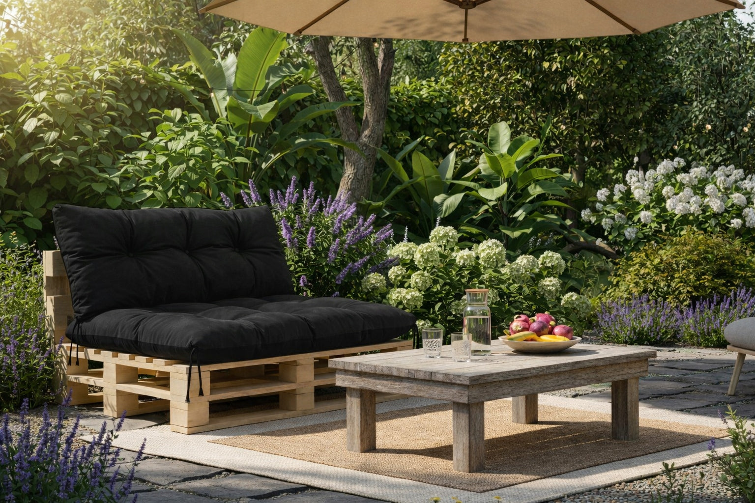 Garden Cushions 120x80x40 for Bench Pallet Swing Waterproof Black Pillow width 40 cm