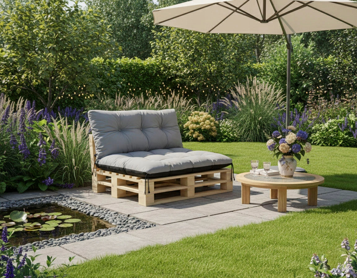 Garden Cushions 120x80x40 for Bench Pallet Swing Waterproof Grey Cushion thickness 10 cm