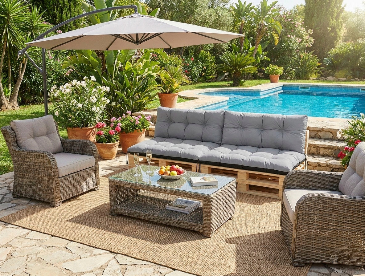 Garden Cushions 120x80x40 for Bench Pallet Swing Waterproof Grey Manufacturer FLLOW