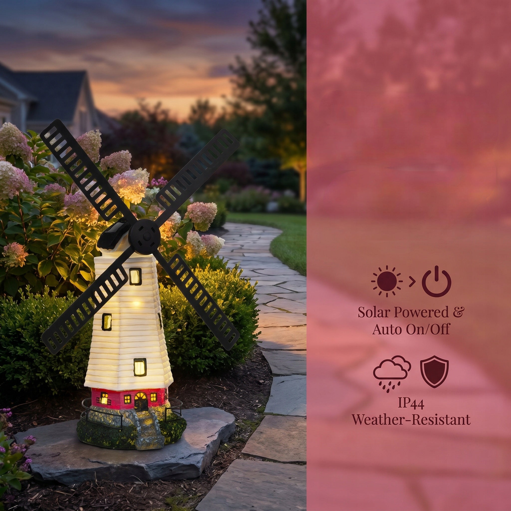 Garden Decoration Light Windmill Solar LED with Rotating Blades Outdoor Packaging status original