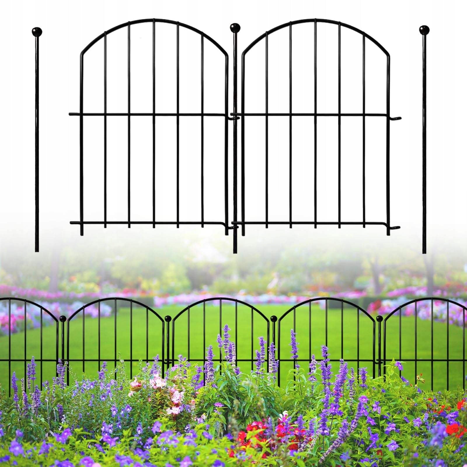 Garden Fence Metal Lawn Fence Beds 10 Pcs Set 3,4m Height 0.43 m