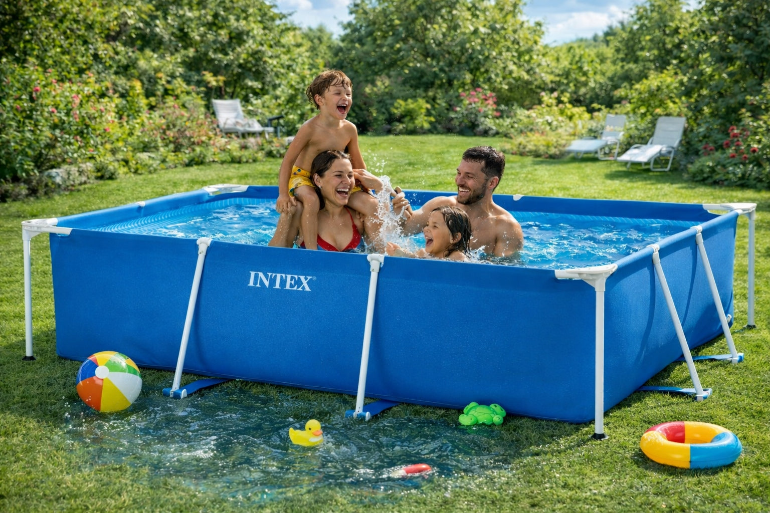 Garden Framed Pool Rectangular 220x150x60 Cm 28270 Intex Children Manufacturer code basen
