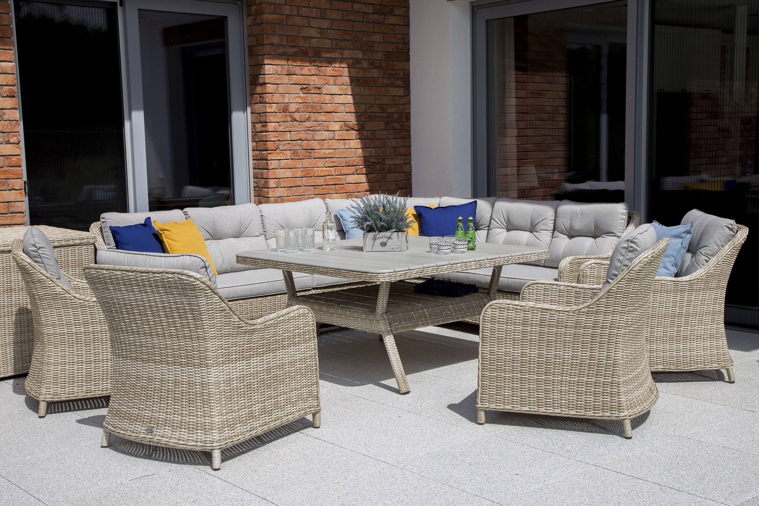 Garden Furniture Corner Windsor Beige / Beige Melange Set for 11 People Manufacturer HOME & GARDEN