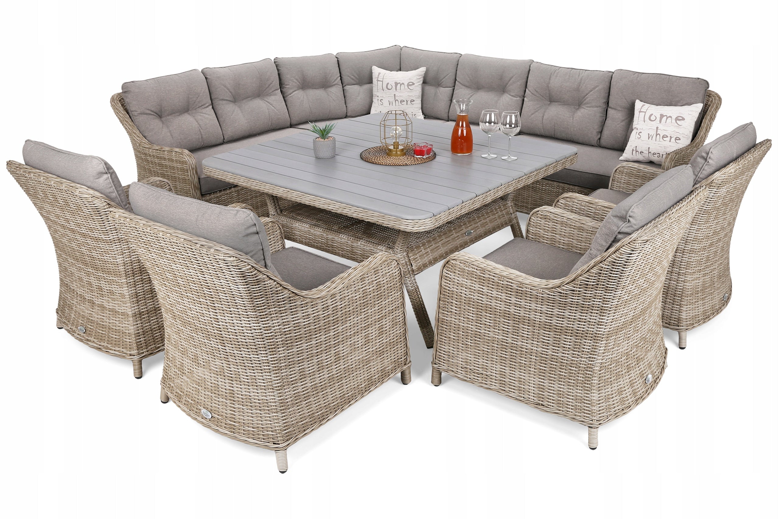 Garden Furniture Corner Windsor Beige / Beige Melange Set for 11 People