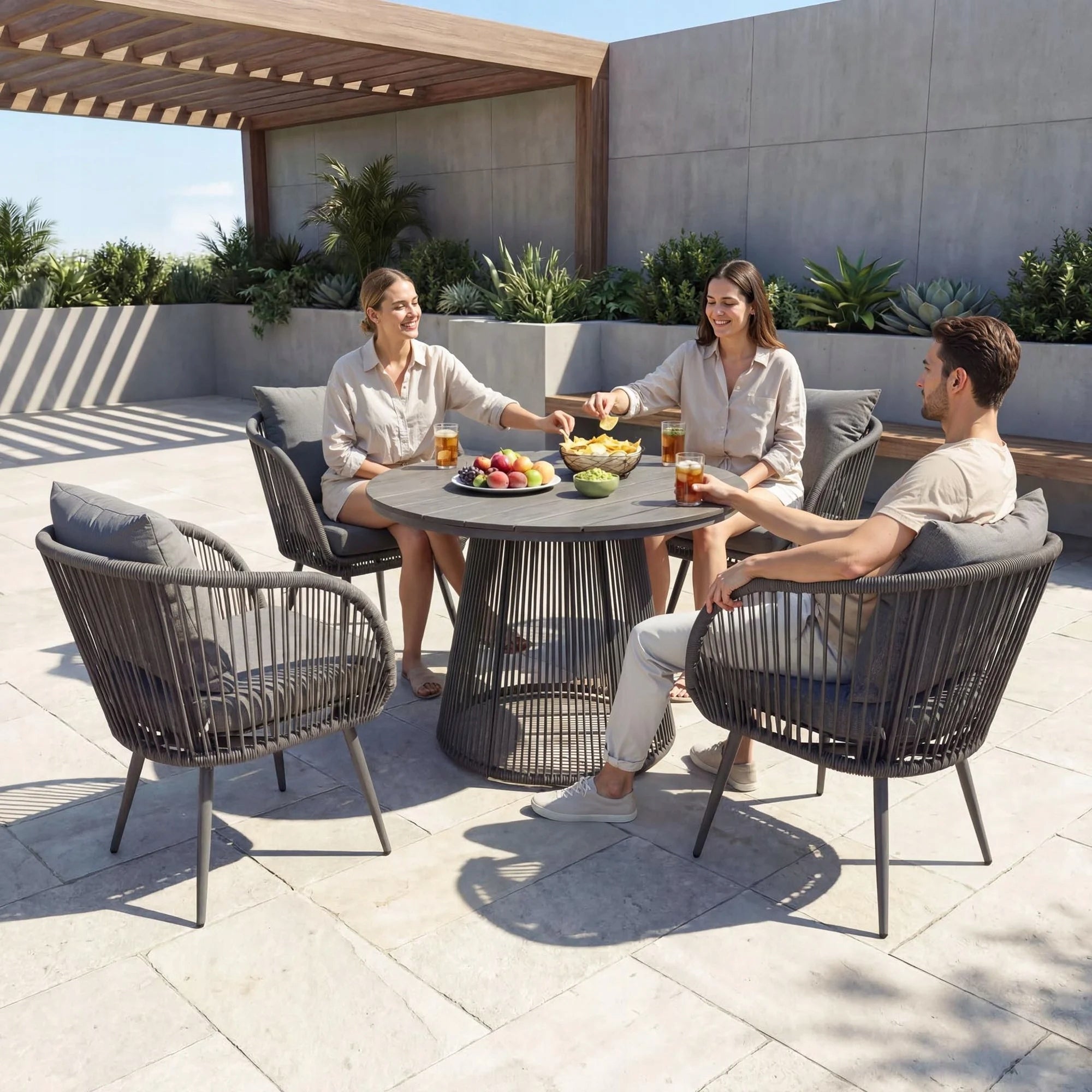 Garden Furniture Set 4 Pers Technorattan Table Polywood Dining Room Furniture Packaging status original