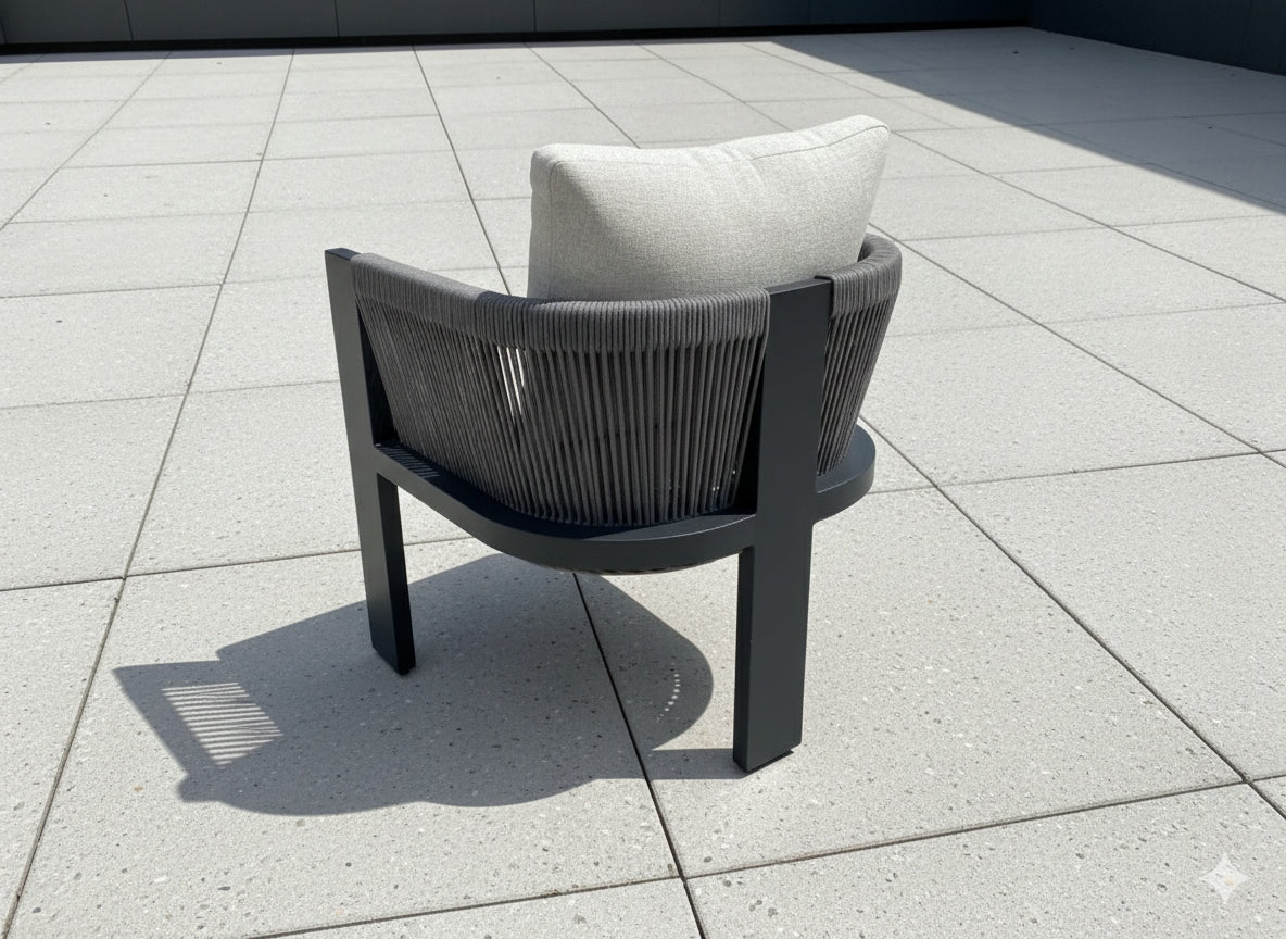 Garden Furniture Set Aluminum Black Set contents chair table