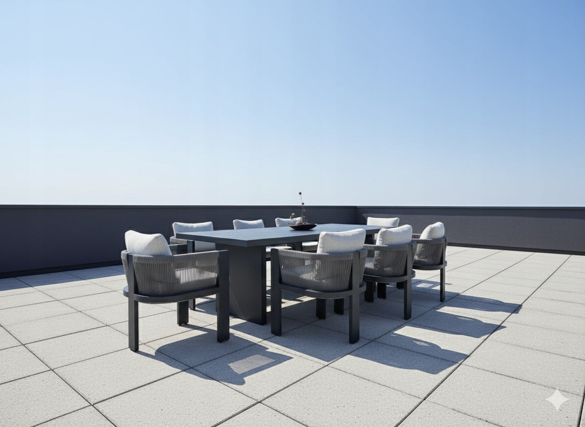 Garden Furniture Set Aluminum Black