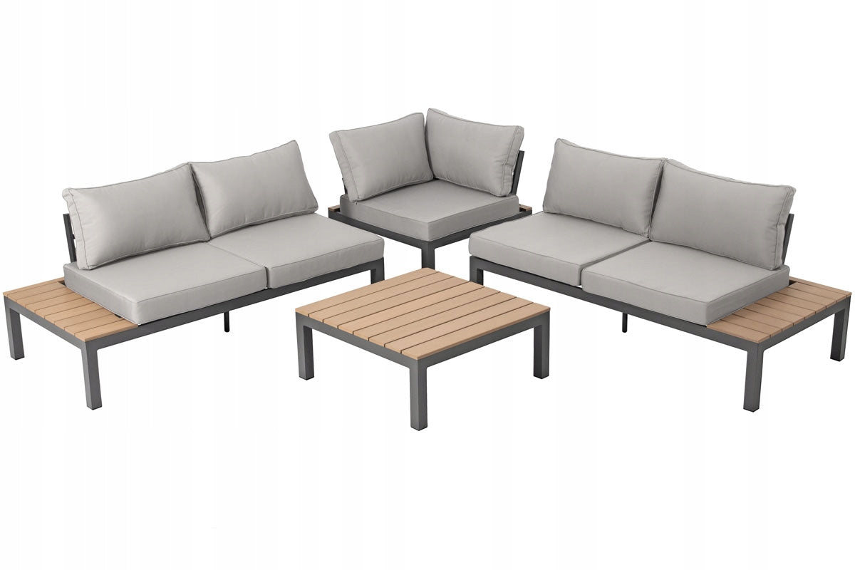 Garden Furniture Set Aluminum Corner BALI Table PREMIUM Cushions Color gray