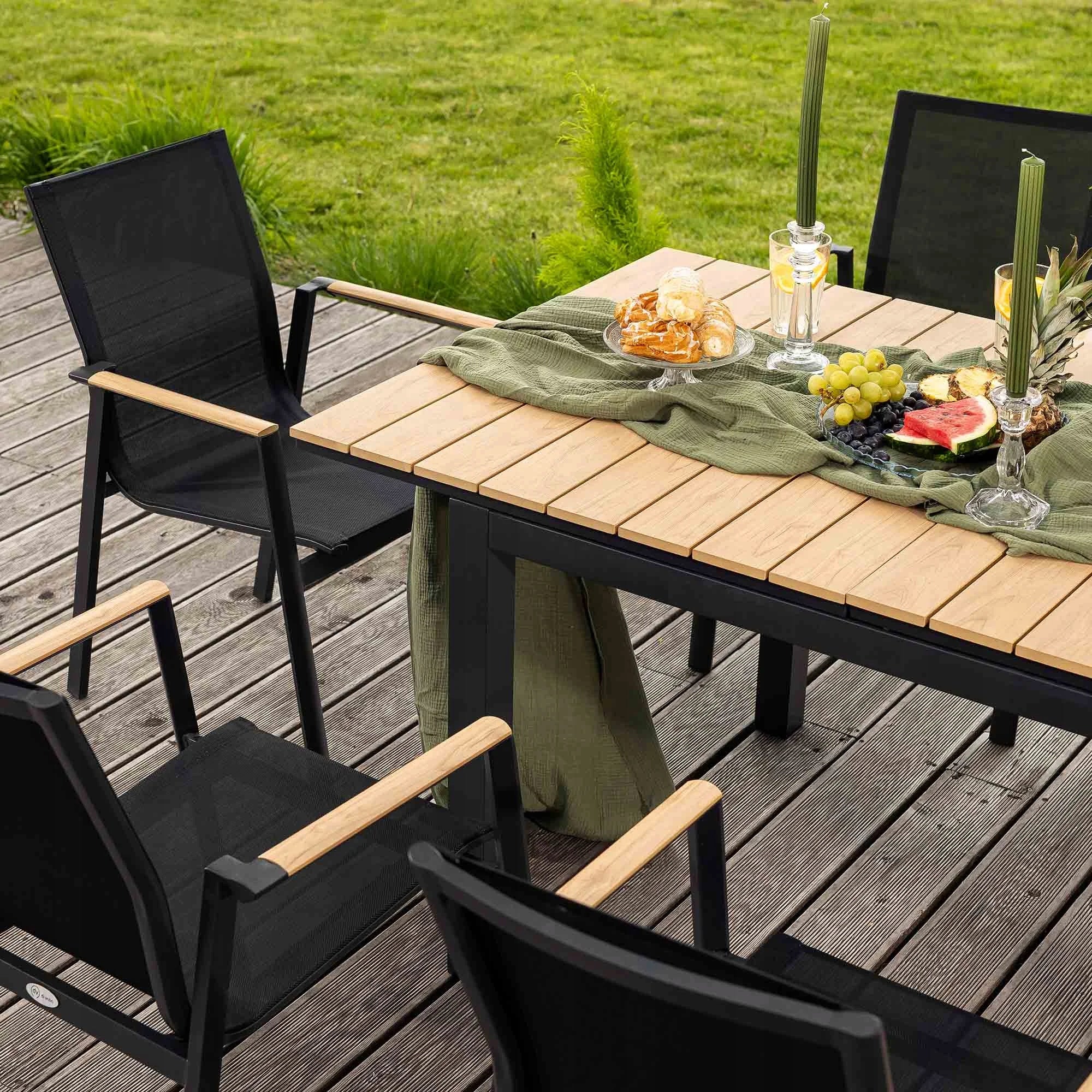 Garden Furniture Set Aluminum Folding Table 210cm 8 Chairs Miranno For dinner set