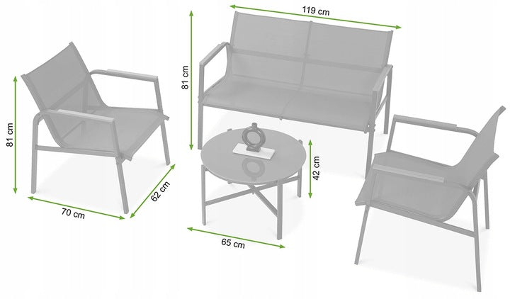 Garden Furniture Set Balcony 2x Armchair Sofa Table MANGO Black Coffee Packaging status original