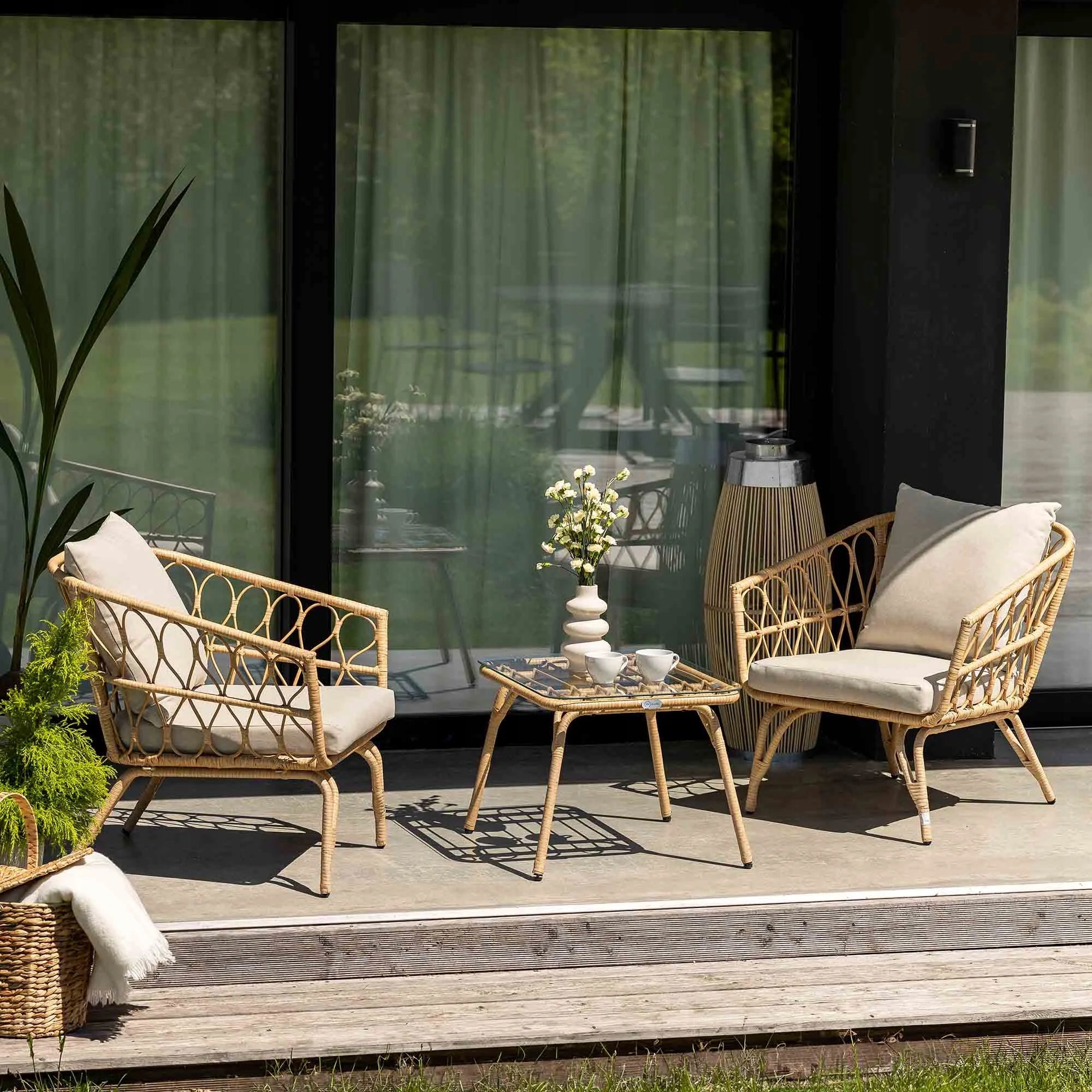 Garden Furniture Set Balcony Table Armchairs Terrace Technoratan 2 people Main material synthetic rattan