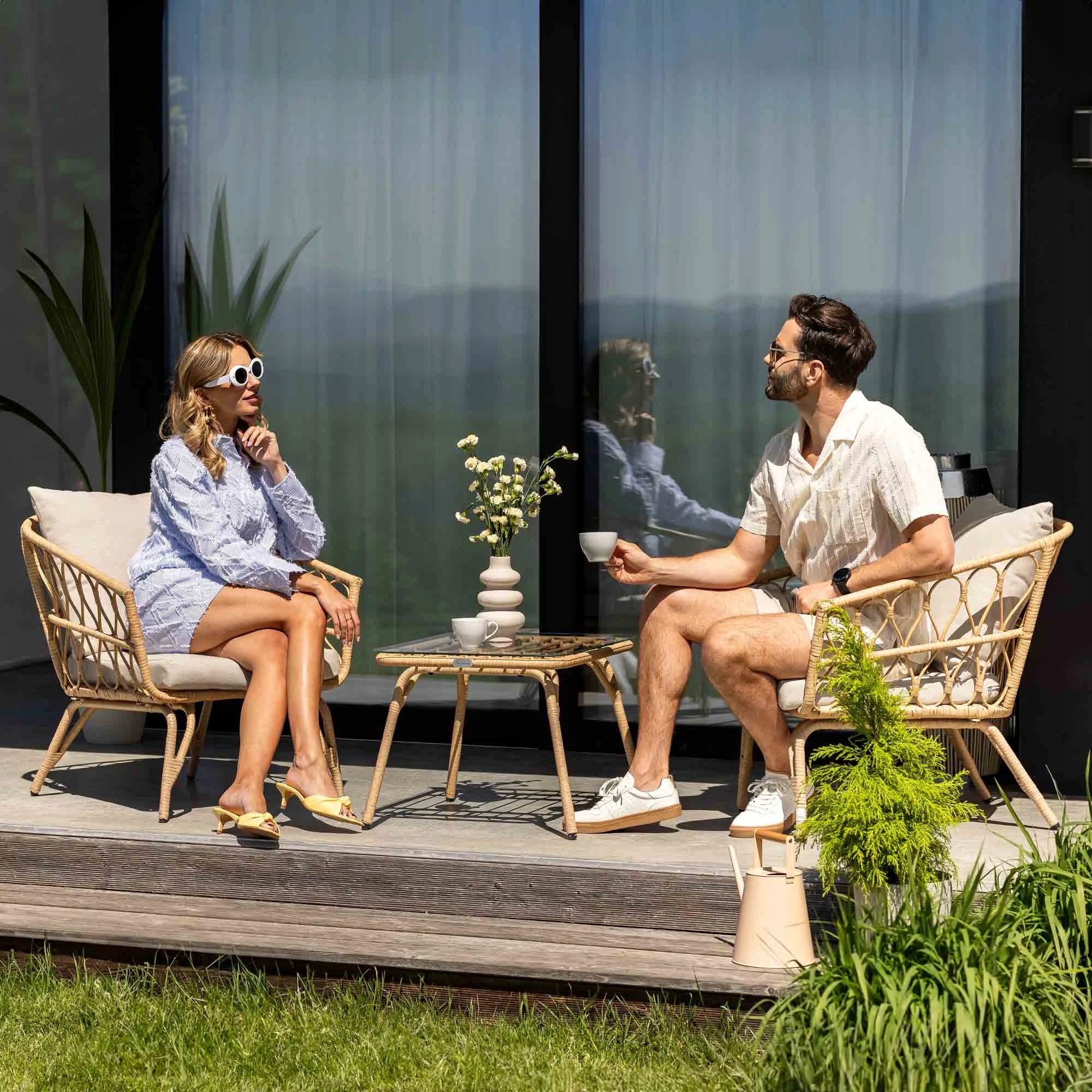 Garden Furniture Set Balcony Table Armchairs Terrace Technoratan 2 people Manufacturer di volio