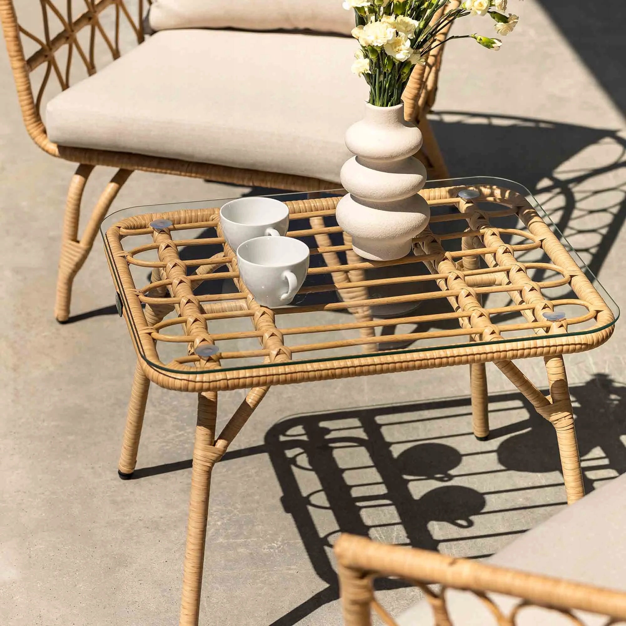 Garden Furniture Set Balcony Table Armchairs Terrace Technoratan 2 people Set contents armchair low coffee table