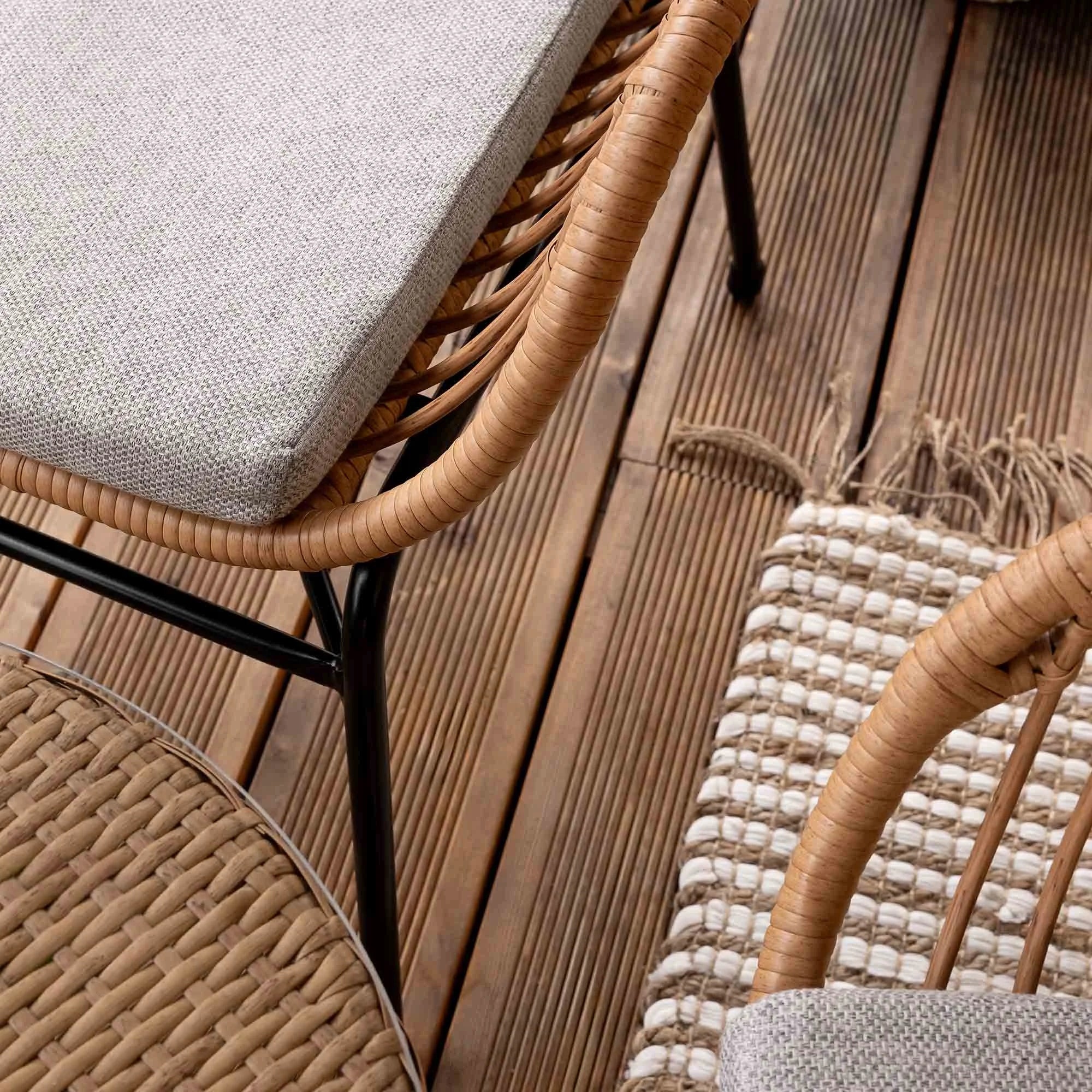 Garden Furniture Set Balcony Terrace Technorattan Table Armchairs di volio Number of people 2