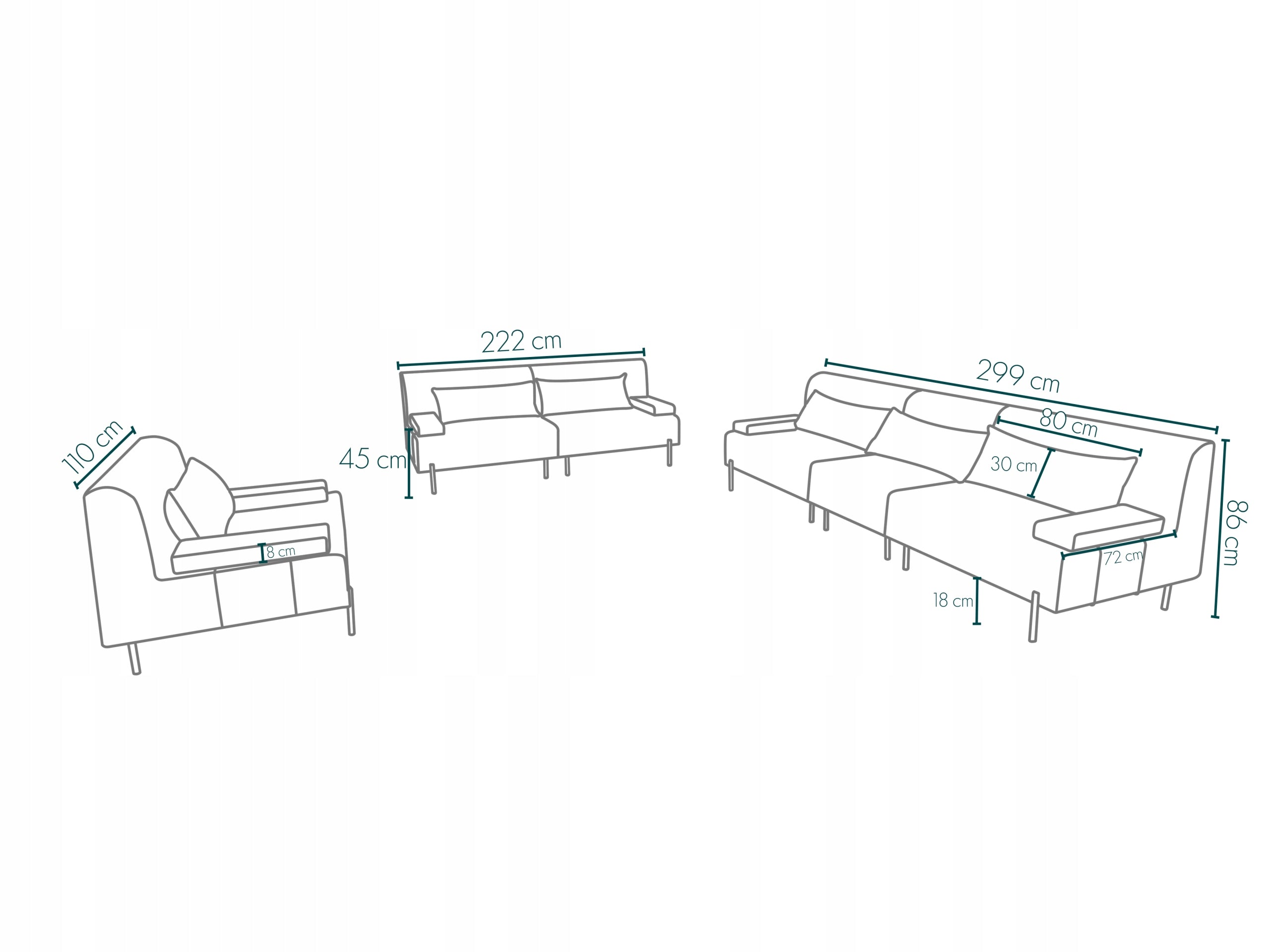Garden Furniture Set Borneo Seating Set 2 Sofas + Armchair Grey Main material wood