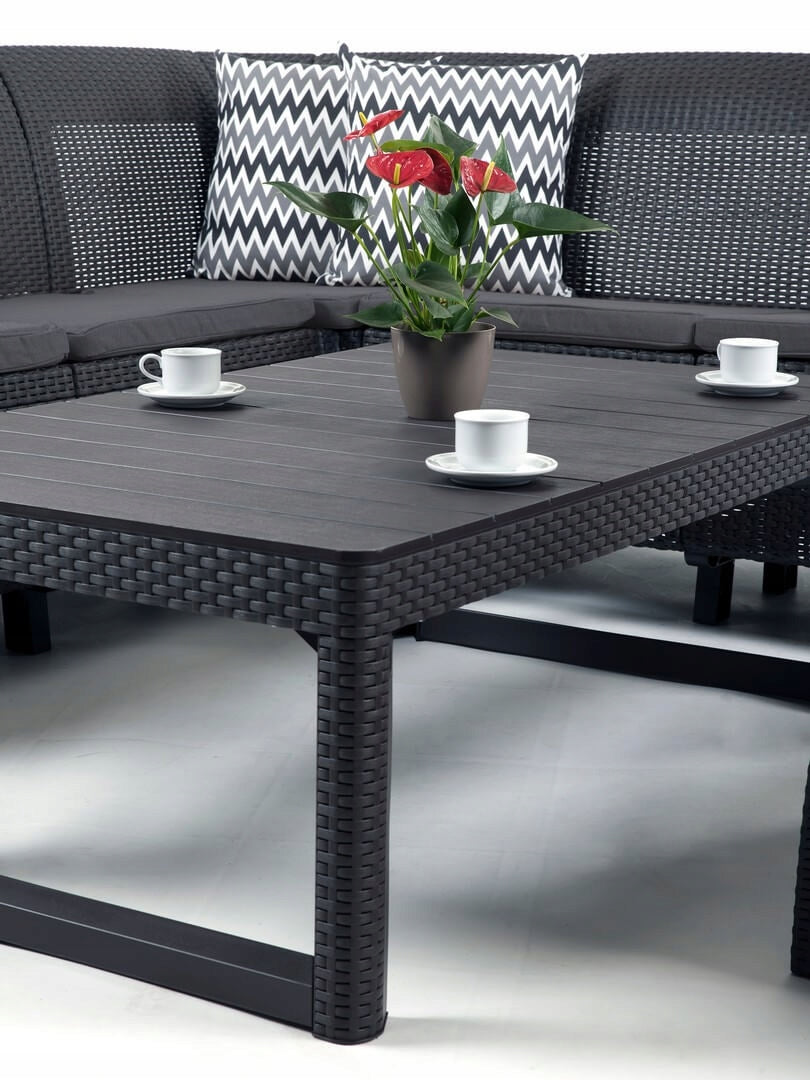 Garden Furniture Set Corner CORFU Single Armchair Elevated Table LYON Color black