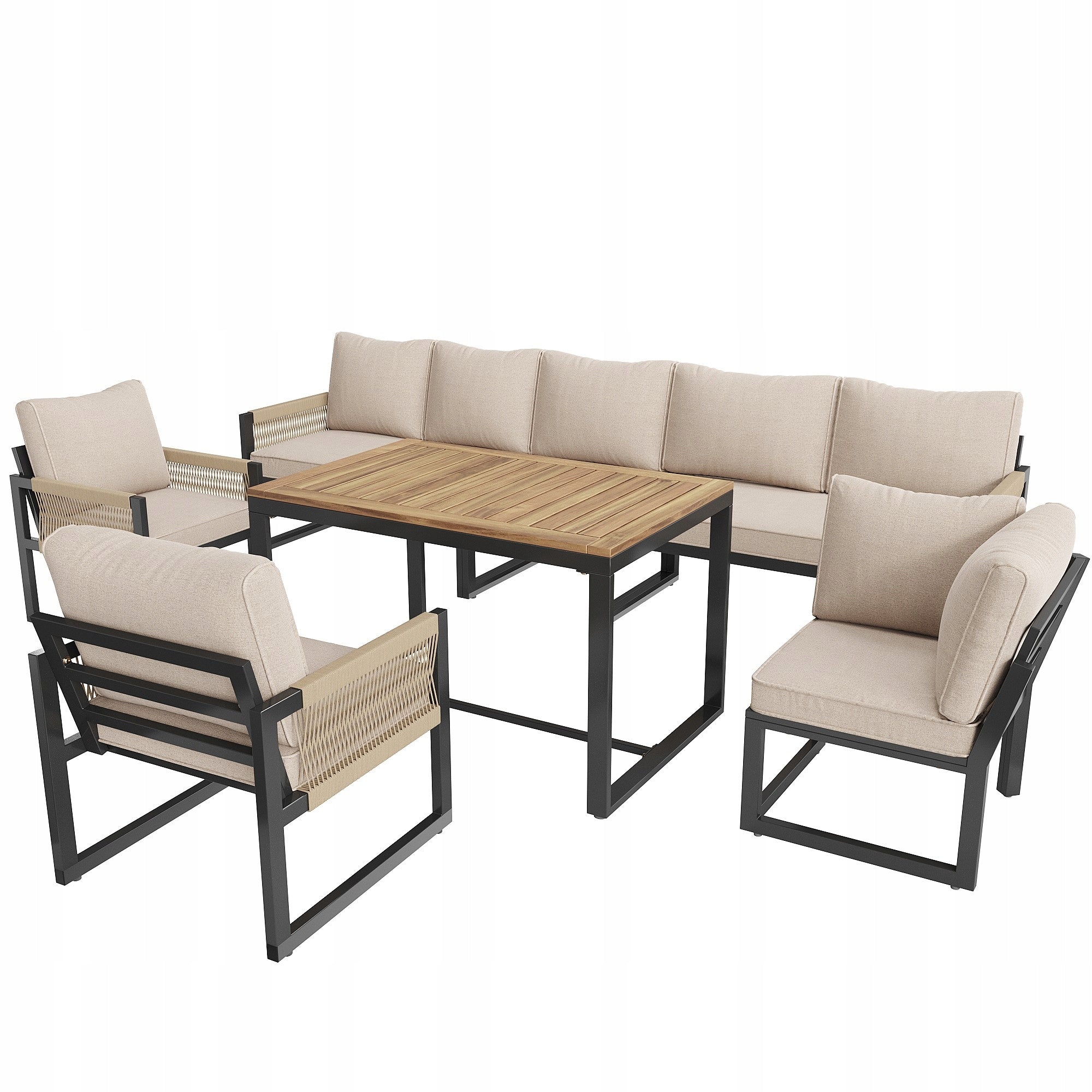 Garden Furniture Set Dining Grey 8 People Waterproof Balcony Terrace Style modern