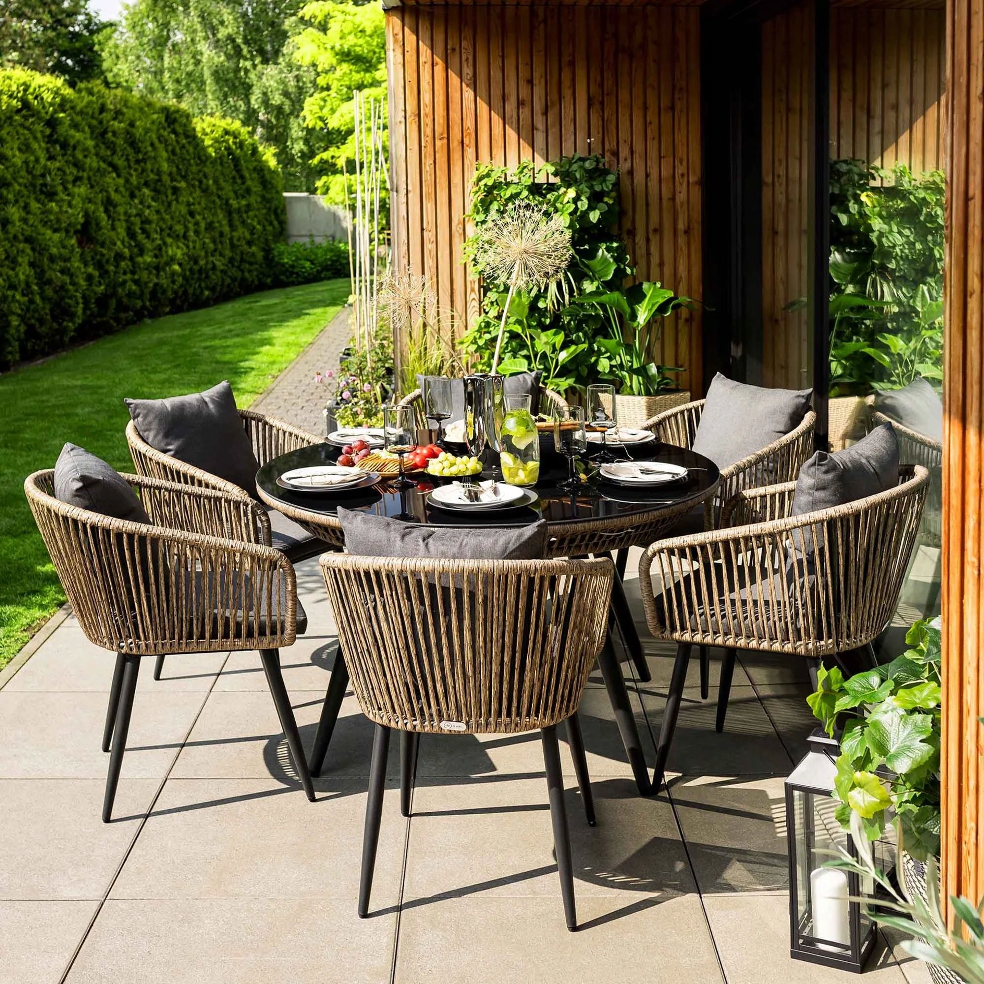 Garden Furniture Set Dining Table 6 Armchairs Technorattan Handmade Main material synthetic rattan