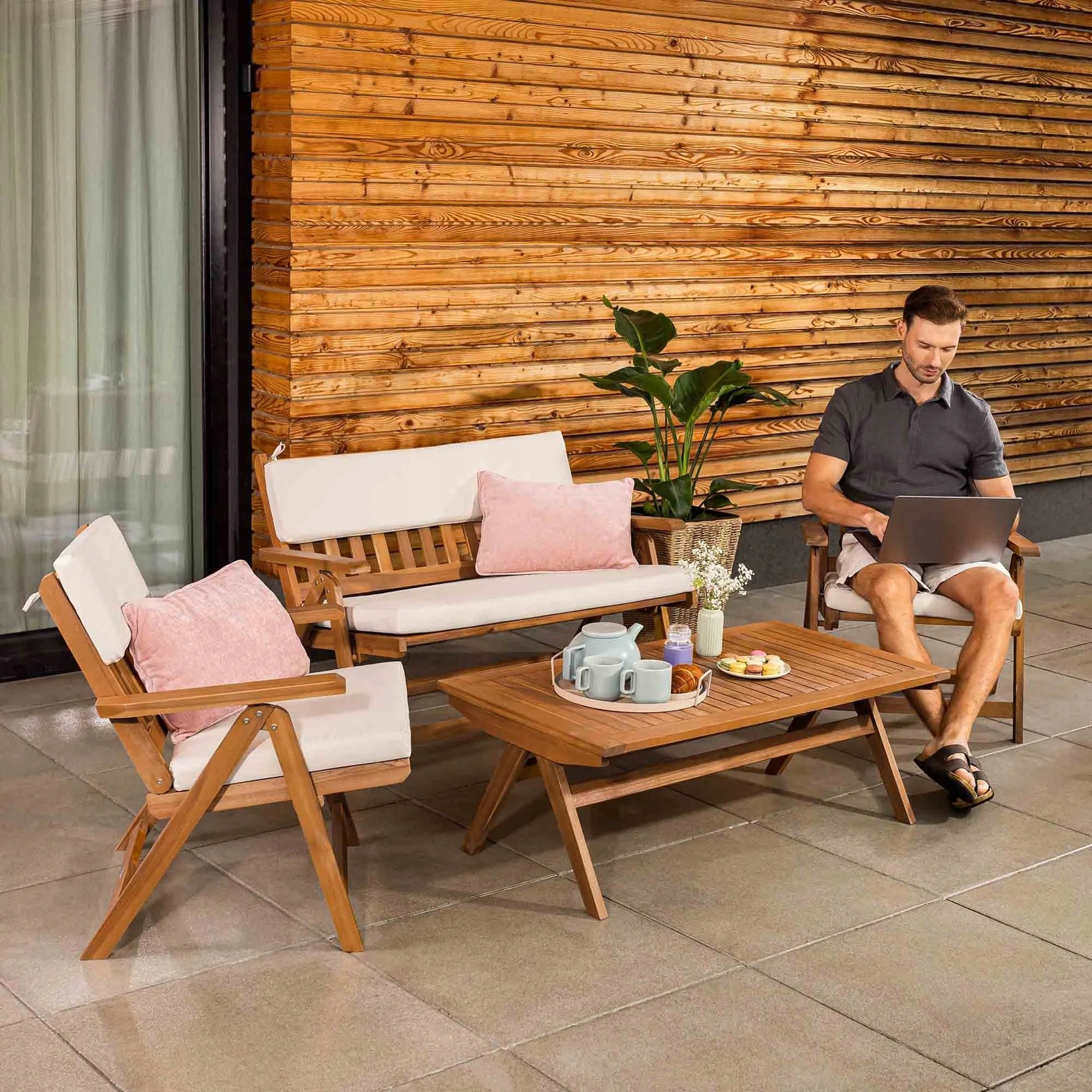 Garden Furniture Set Folding Backrest Adjustment Set Wood Lusiano Manufacturer di volio