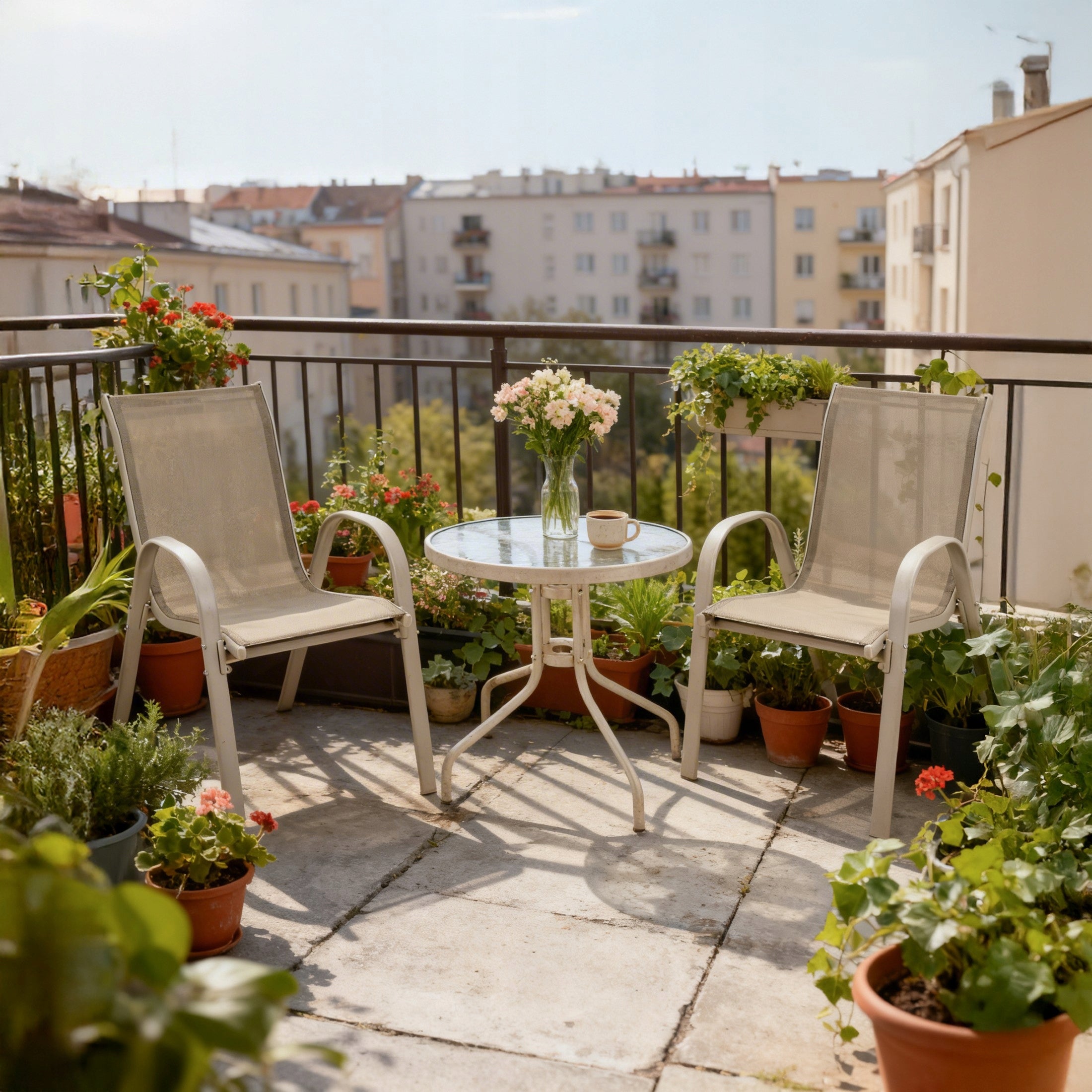 Garden Furniture Set GARDEN FURNITURE for Balcony Terrace BEIGE Chairs Table Main material synthetic rattan