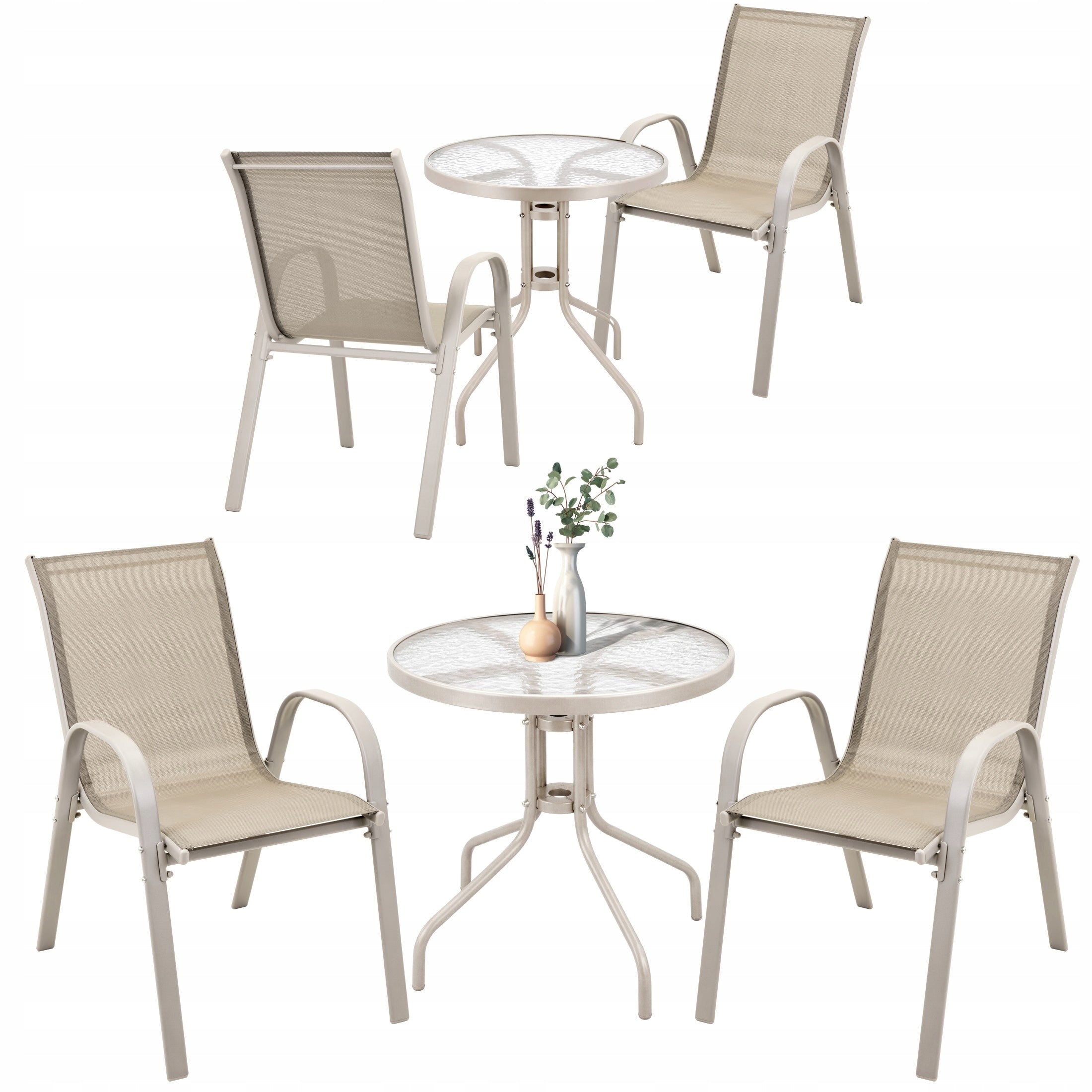 Garden Furniture Set GARDEN FURNITURE for Balcony Terrace BEIGE Chairs Table