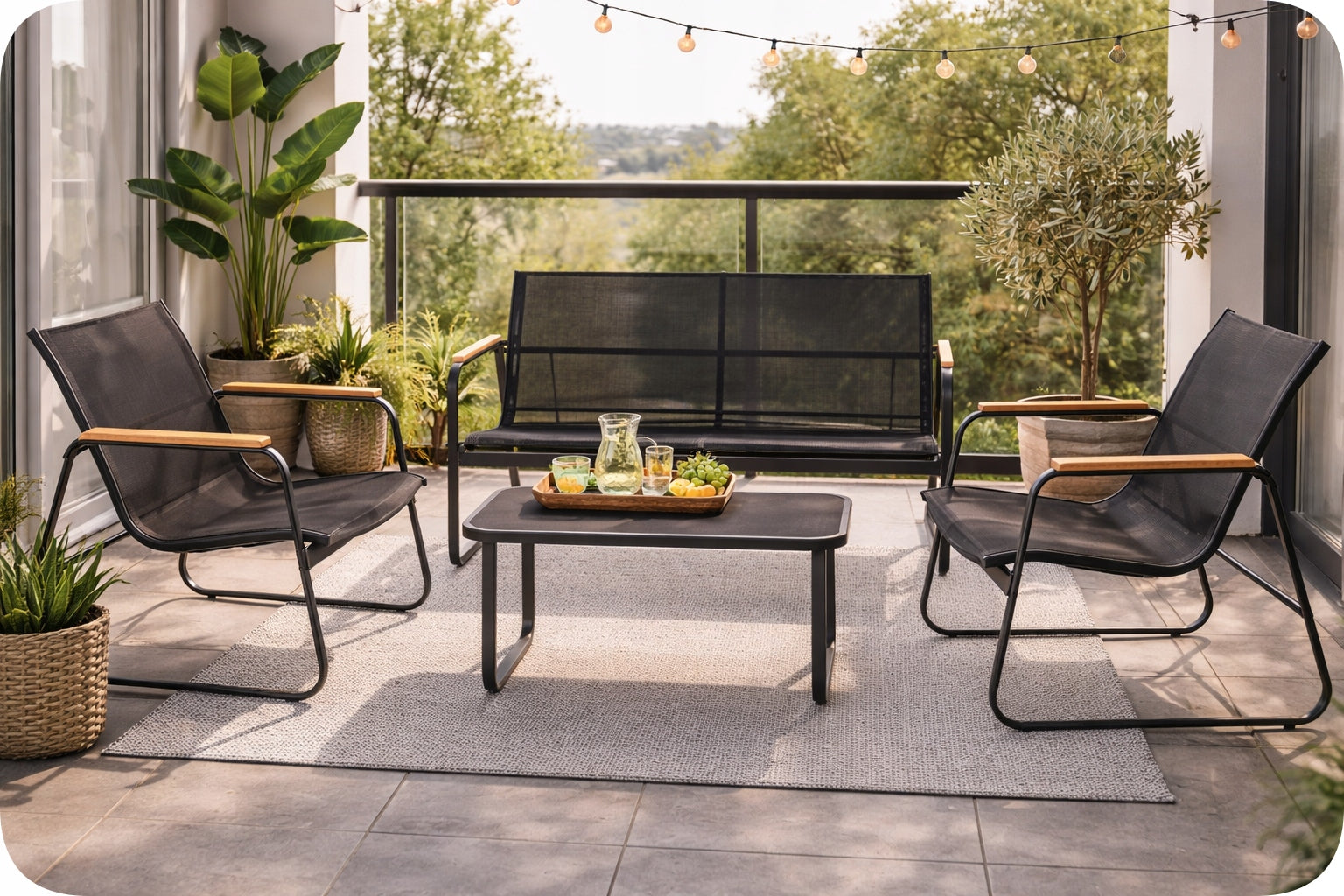 Garden Furniture Set GRÖNER Table Chairs Sofa Garden Number of people 4