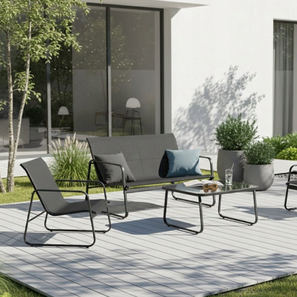 Garden Furniture Set Garden Furniture 4el Black SOFA 2x ARMCHAIR TABLE Line LATO