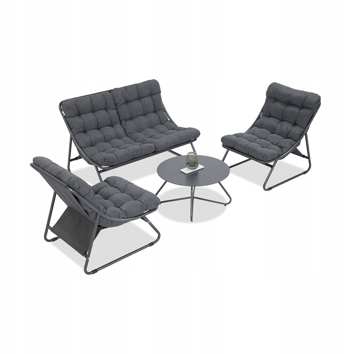 Garden Furniture Set Garden Furniture VISTA Table 2x Armchair Sofa Metal Color gray