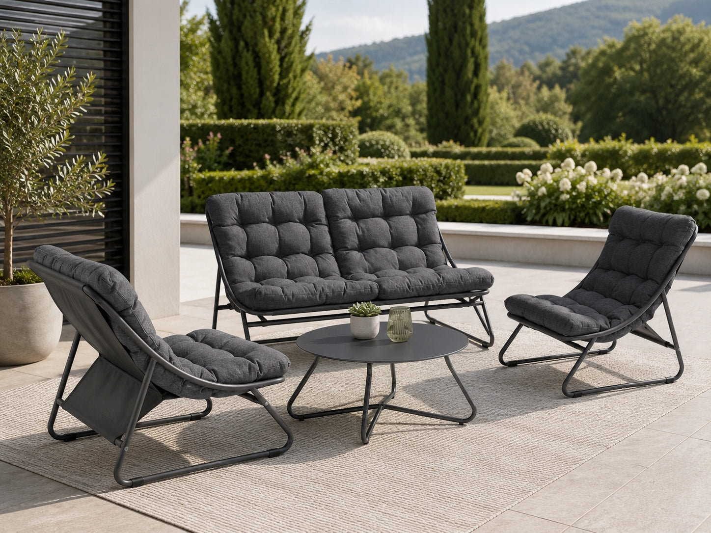 Garden Furniture Set Garden Furniture VISTA Table 2x Armchair Sofa Metal Manufacturer Focus Garden