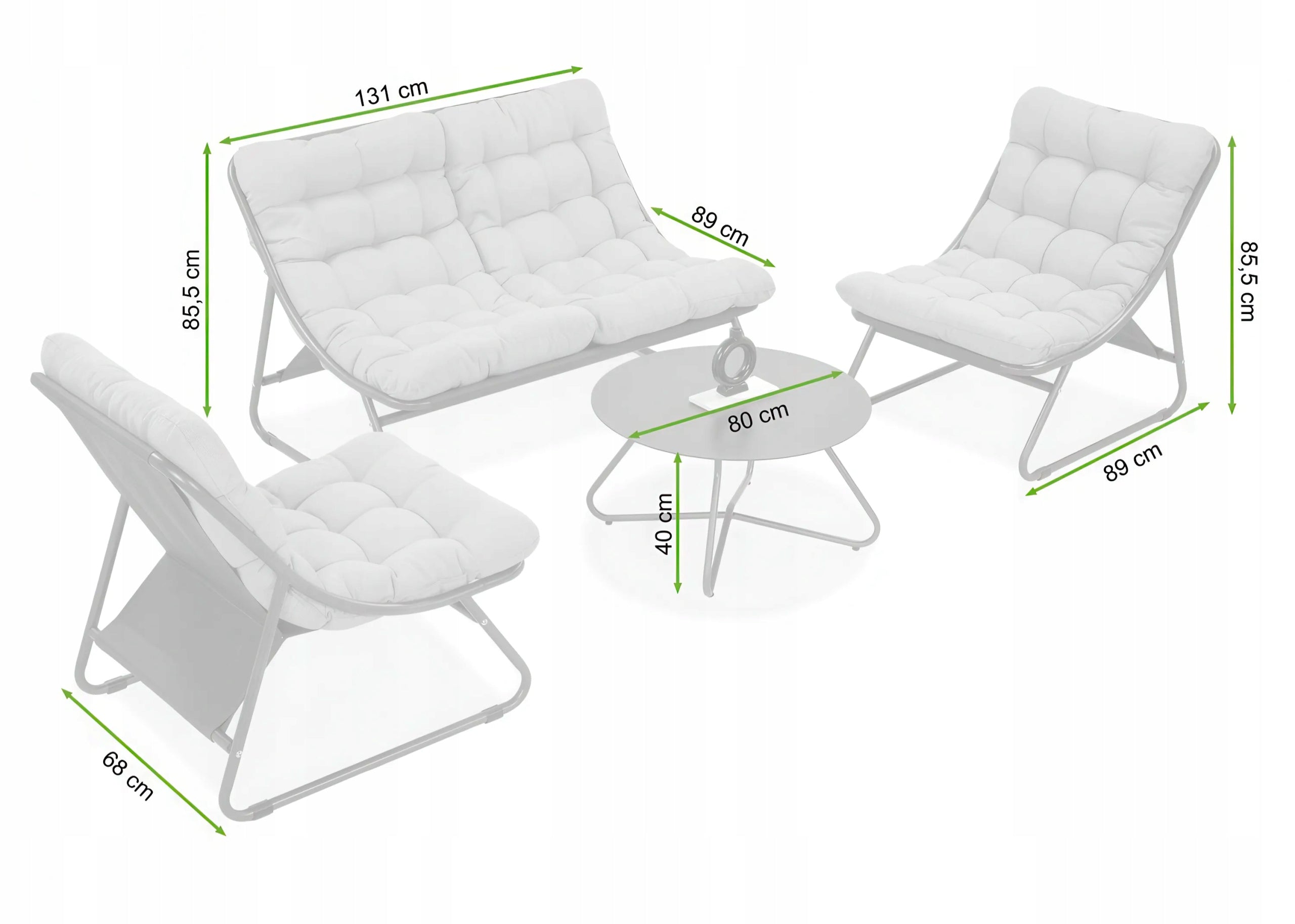 Garden Furniture Set Garden Furniture VISTA Table 2x Armchair Sofa Metal Packaging status original