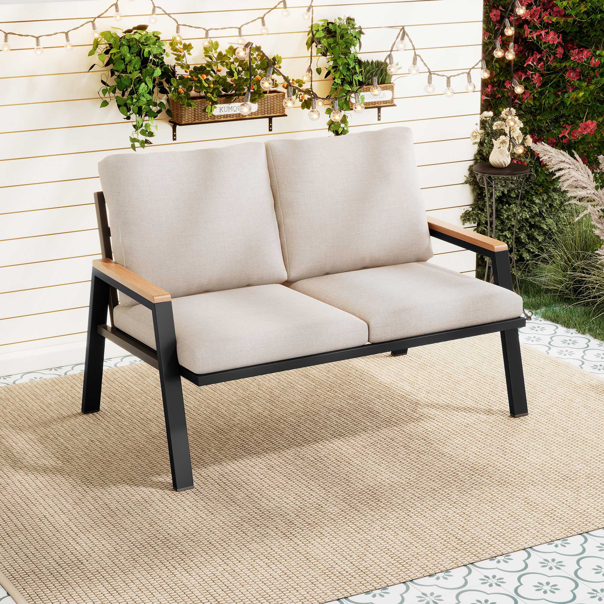 Garden Furniture Set Garden Sofa, Double, Galvanized Steel Beige Manufacturer Arhatreya