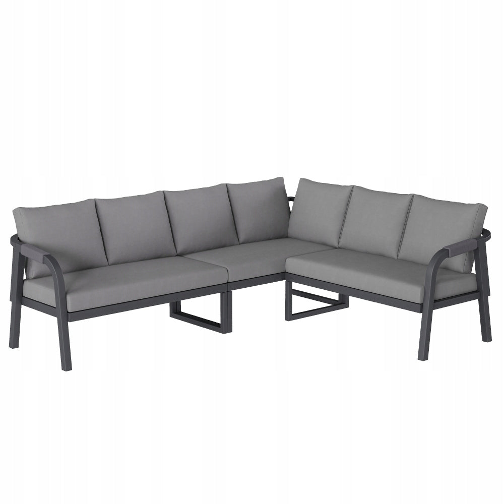 Garden Furniture Set Grey Corner 8 People Galvanized Steel Braided Main material metal