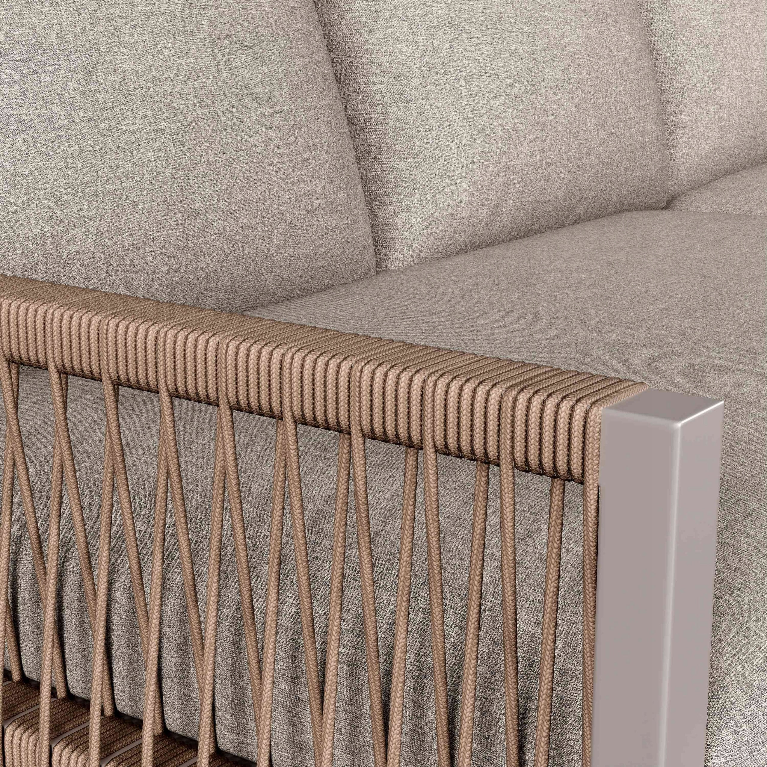 Garden Furniture Set Lounge Beige Iron Galvanized Corner Adjustable Legs Main material metal