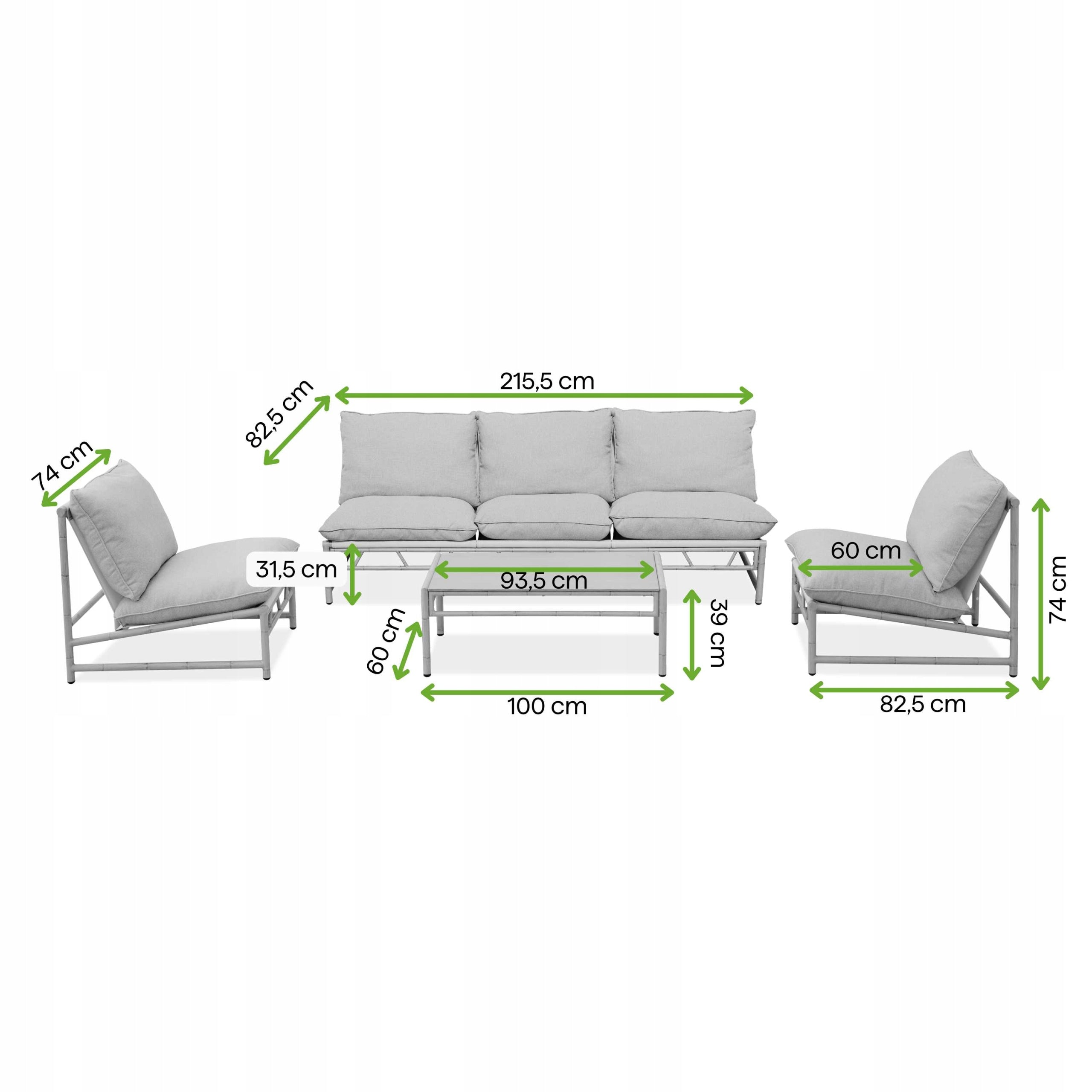 Garden Furniture Set MAKANI Sofa Set 2xFotel Terrace Table Balcony Packaging status original