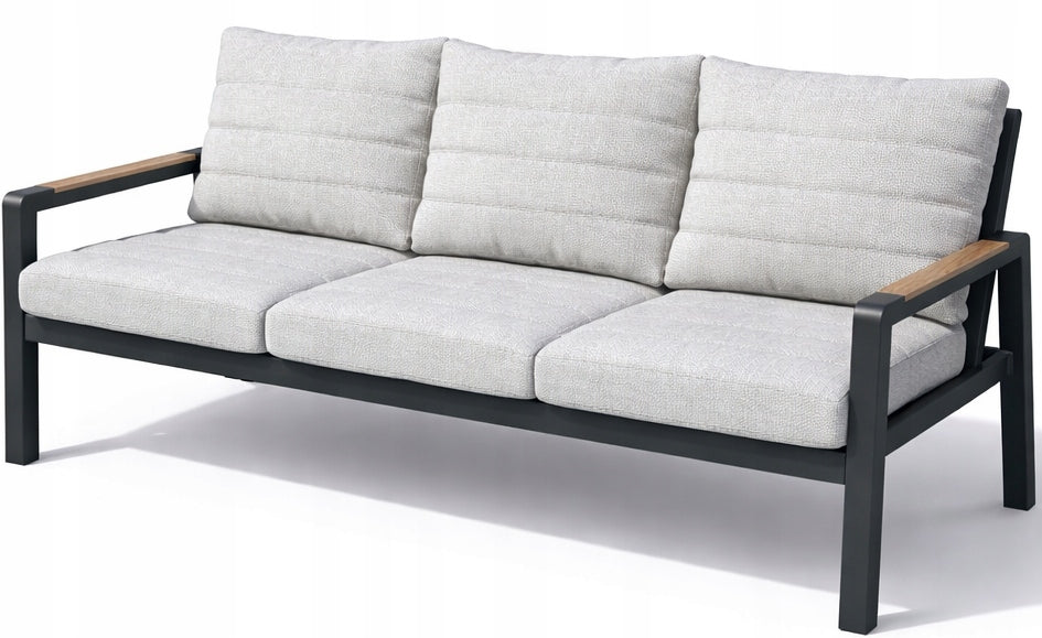 Garden Furniture Set Modular Aluminum Sofa + Table + 2 Armchairs Graphite Color gray