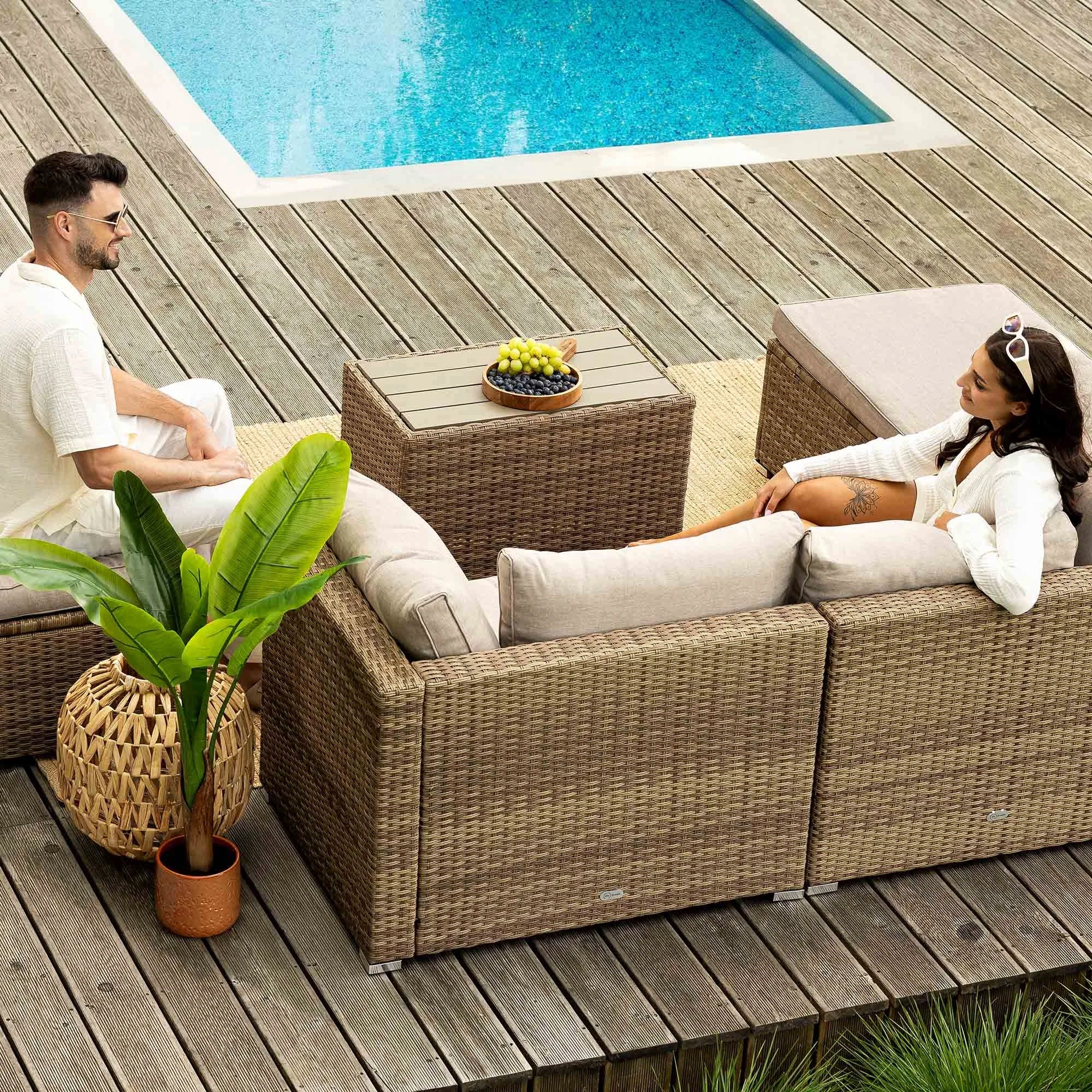 Garden Furniture Set Modular Technorattan Couches Poufs Table Number of people 4