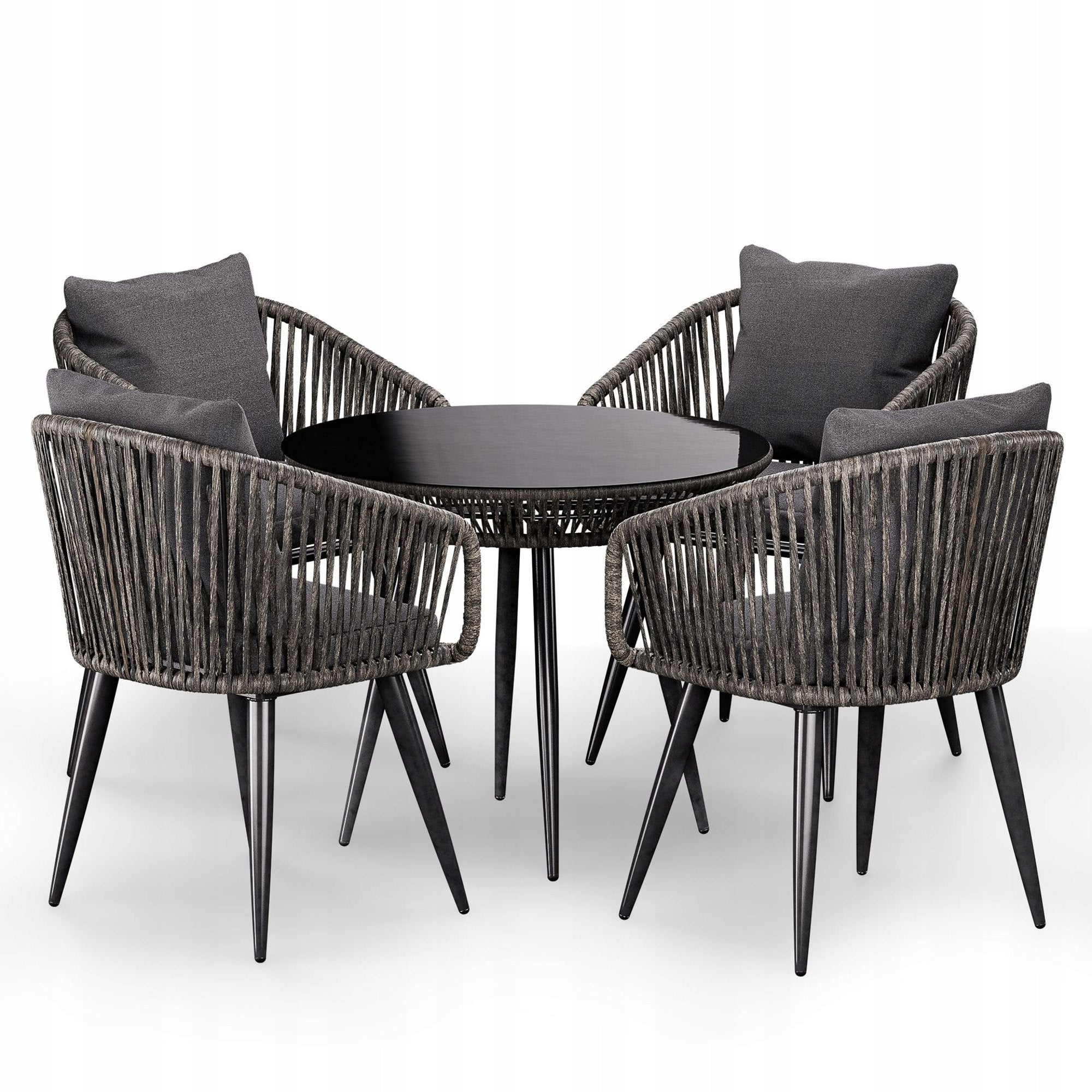 Garden Furniture Set Rieti 4 Armchairs+1 Dining Table Technorattan Grey