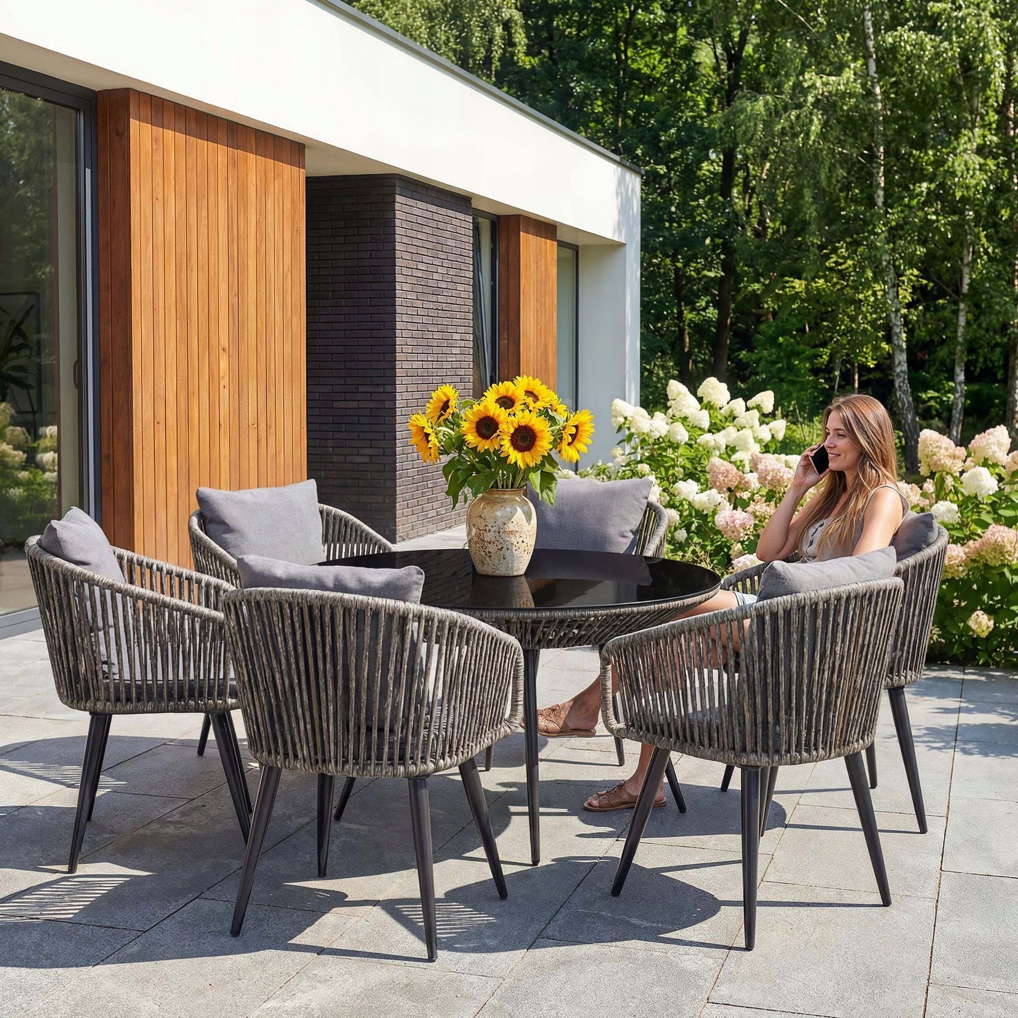 Garden Furniture Set Rieti 6 Armchairs+1 Dining Table 120cm Technorattan Packaging status original