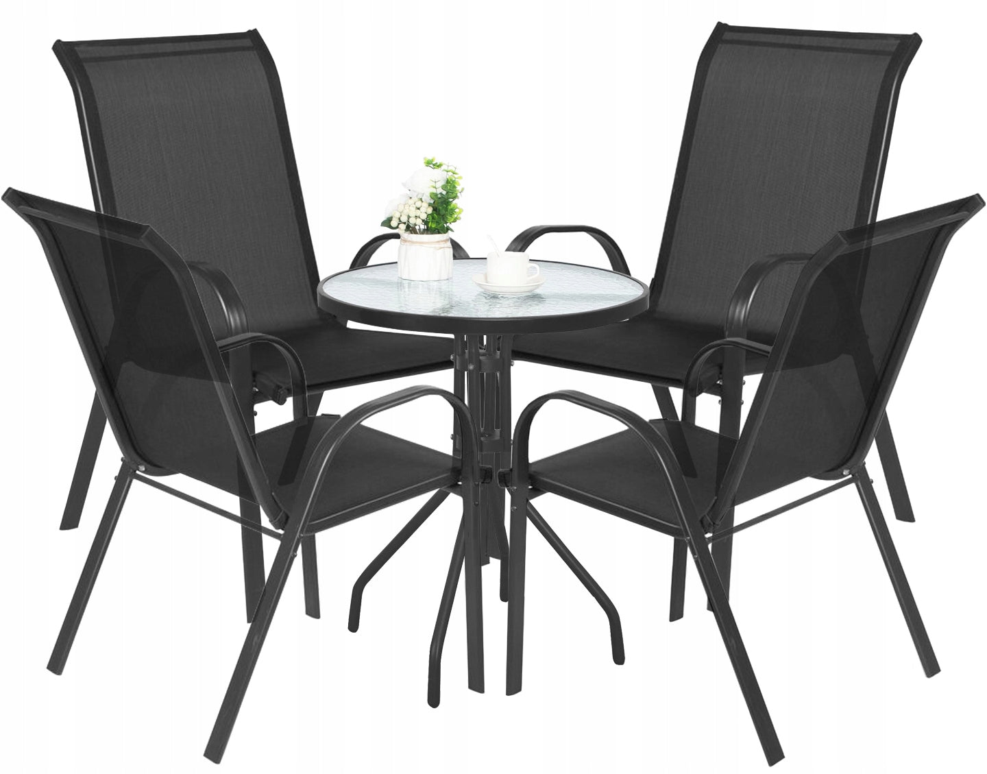Garden Furniture Set Table with Chairs for Balcony Terrace 4 Chairs Black Manufacturer code 3996 + 4001x4
