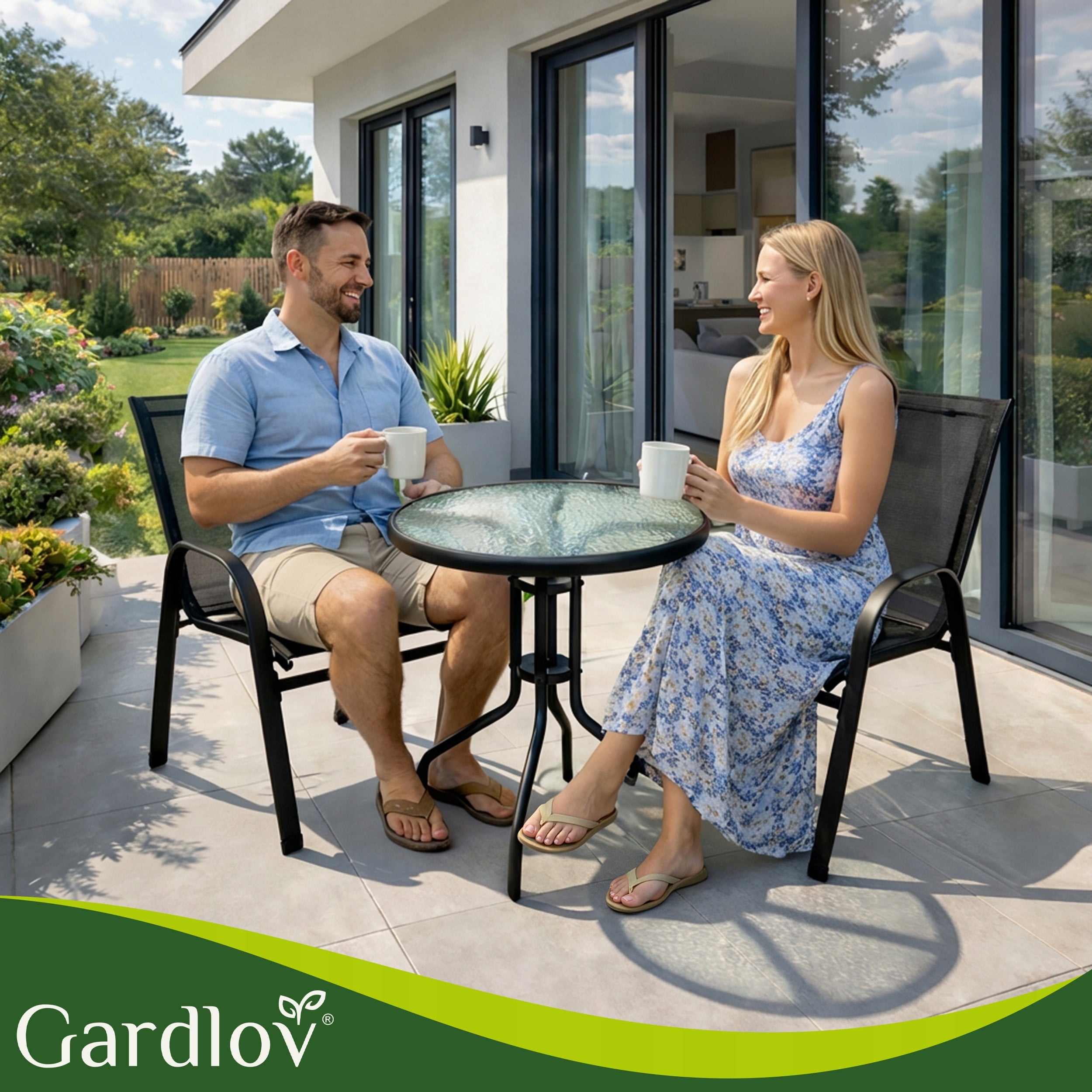 Garden Furniture Set for Balcony Terrace Table + 2 Chairs Line Meble Ogrodowe Zestaw Mebli do Ogrodu
