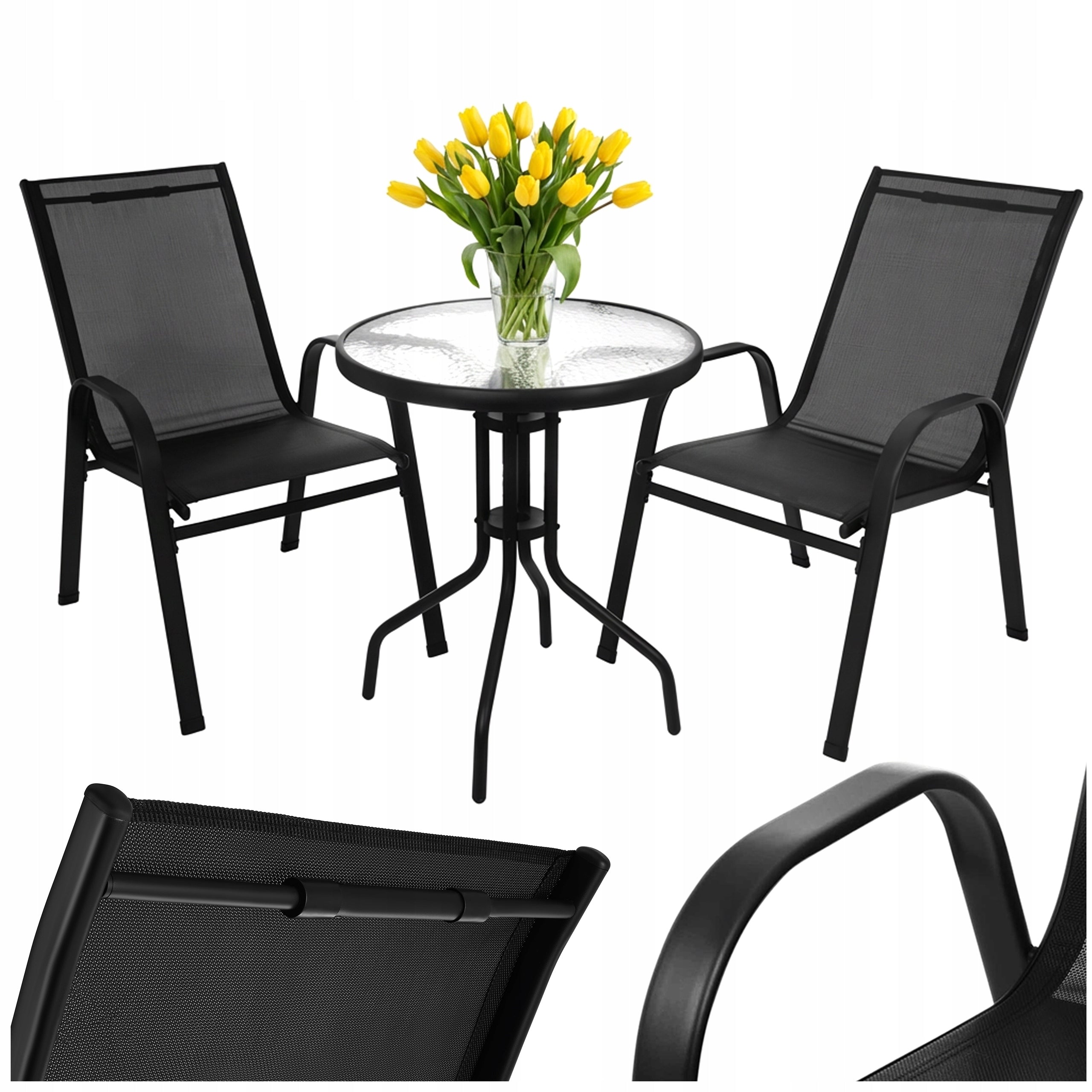 Garden Furniture Set for Balcony Terrace Table + 2 Chairs