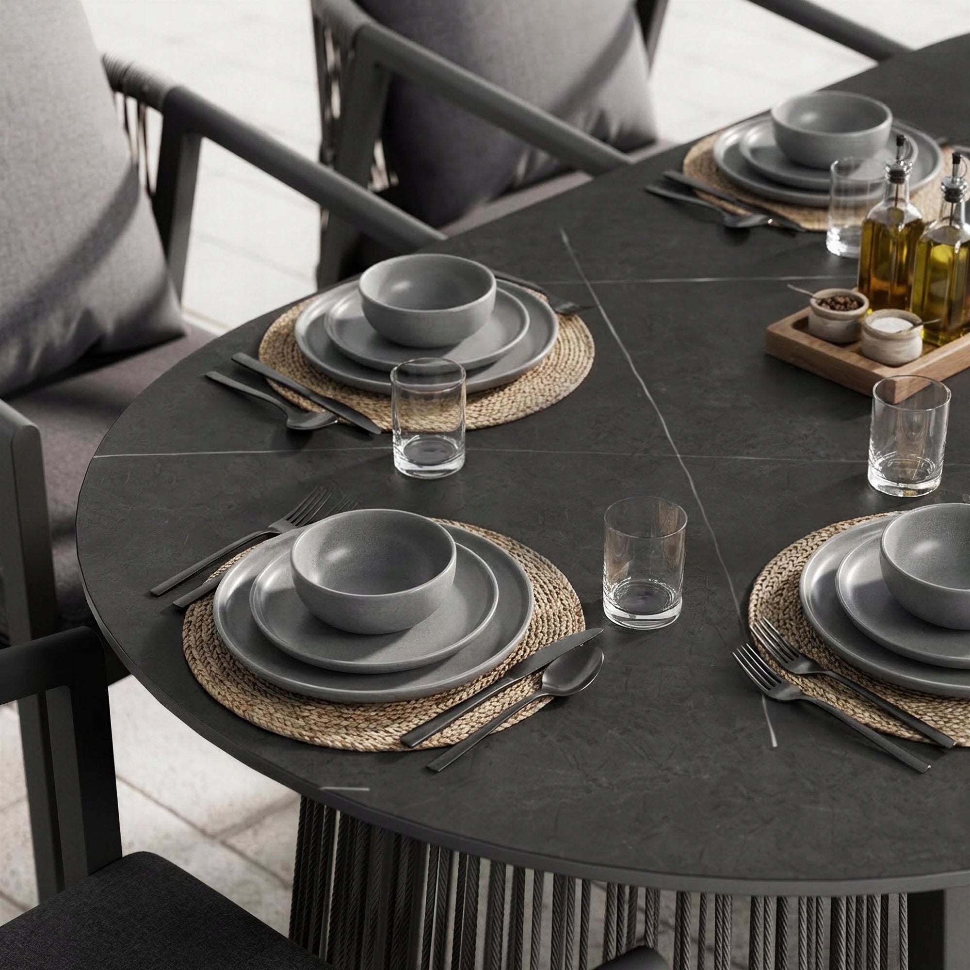 Garden Furniture Set of 6 Chairs+Large Table 180cm Spiek Stone Set of 6 people. For dinner set