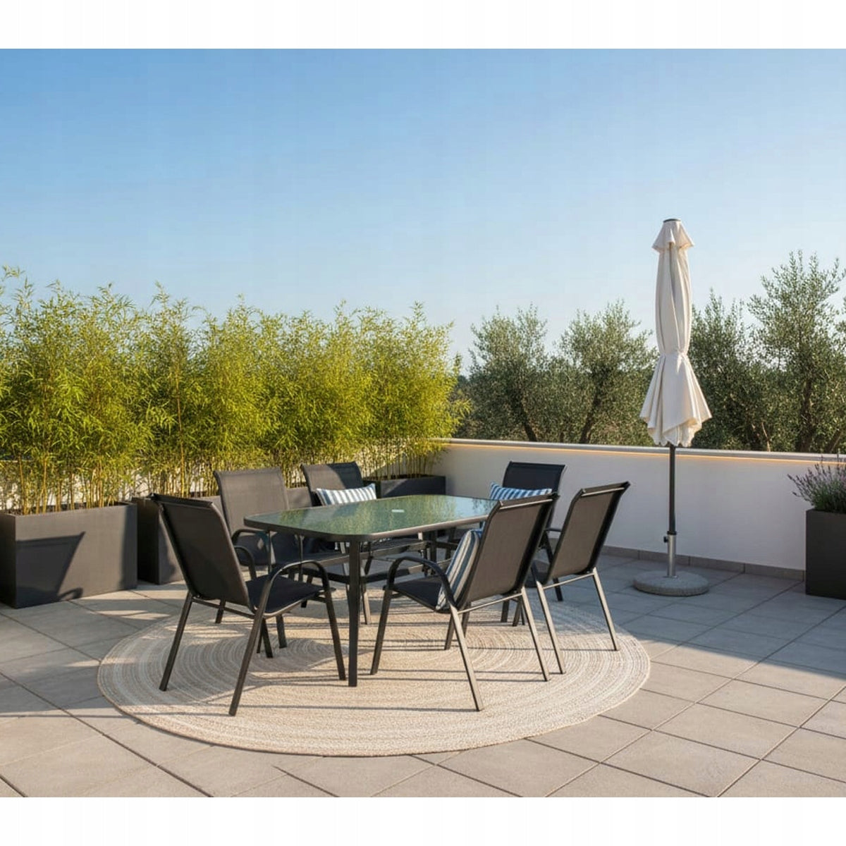 Garden Furniture Set of Terrace Furniture Garden TABLE GLASS 150x90 Chairs Manufacturer no brand