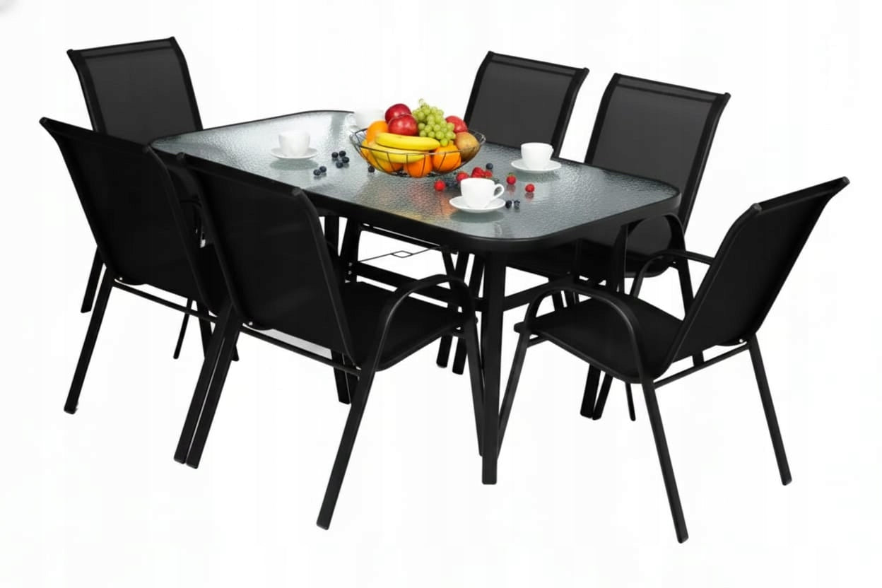 Garden Furniture Set of Terrace Furniture Garden TABLE GLASS 150x90 Chairs