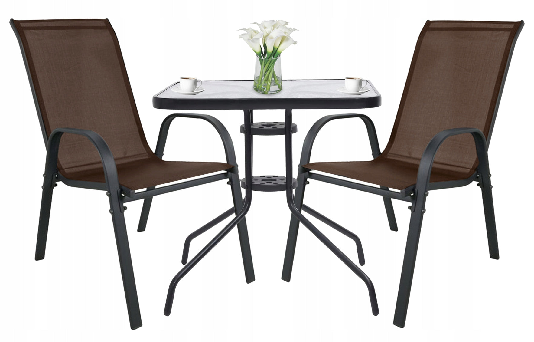Garden Furniture Table with Chairs for Balcony Terrace 2 Chairs Brown Manufacturer no brand