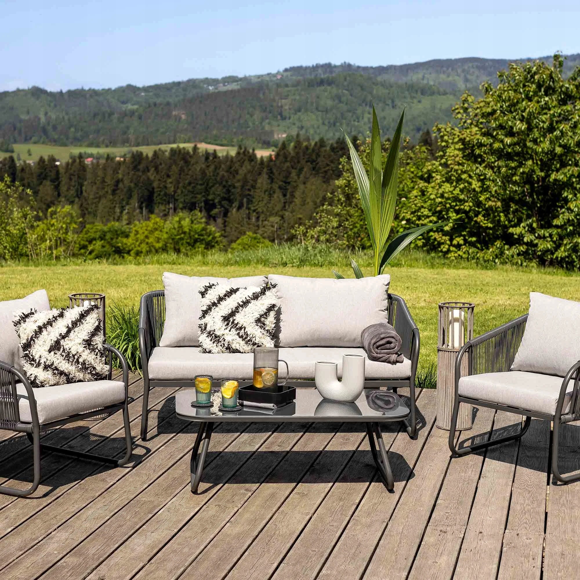 Garden Furniture Terrace Set Sofa Armchair Table 4 Person Technorattan For couch set