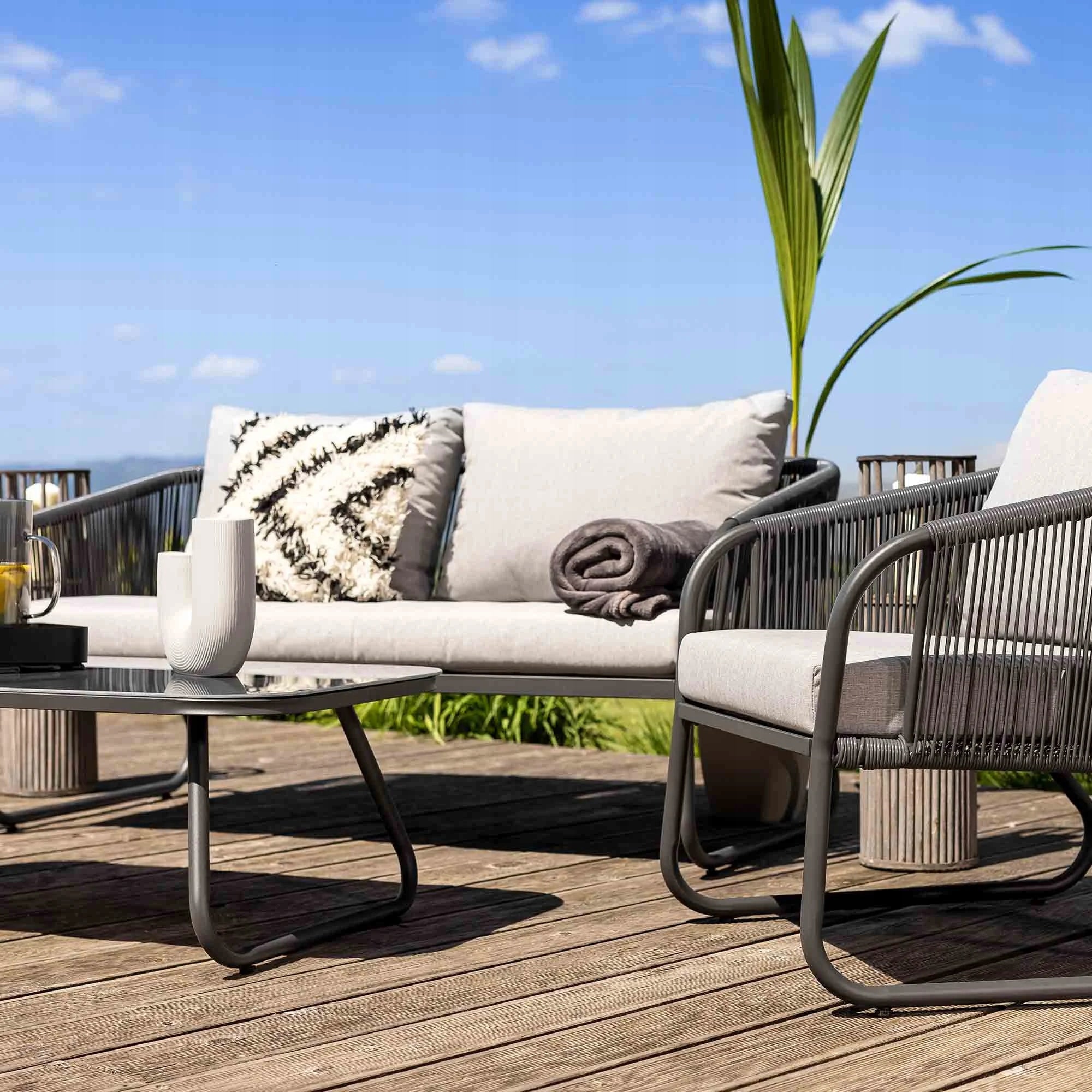 Garden Furniture Terrace Set Sofa Armchair Table 4 Person Technorattan Main material synthetic rattan