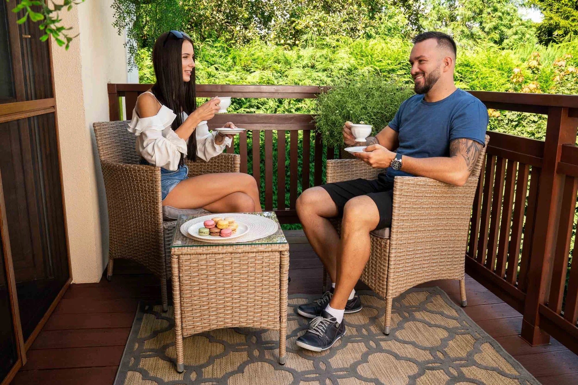 Garden Furniture di volio Chairs Table Cushion Technoratan Set Balcony Packaging status original
