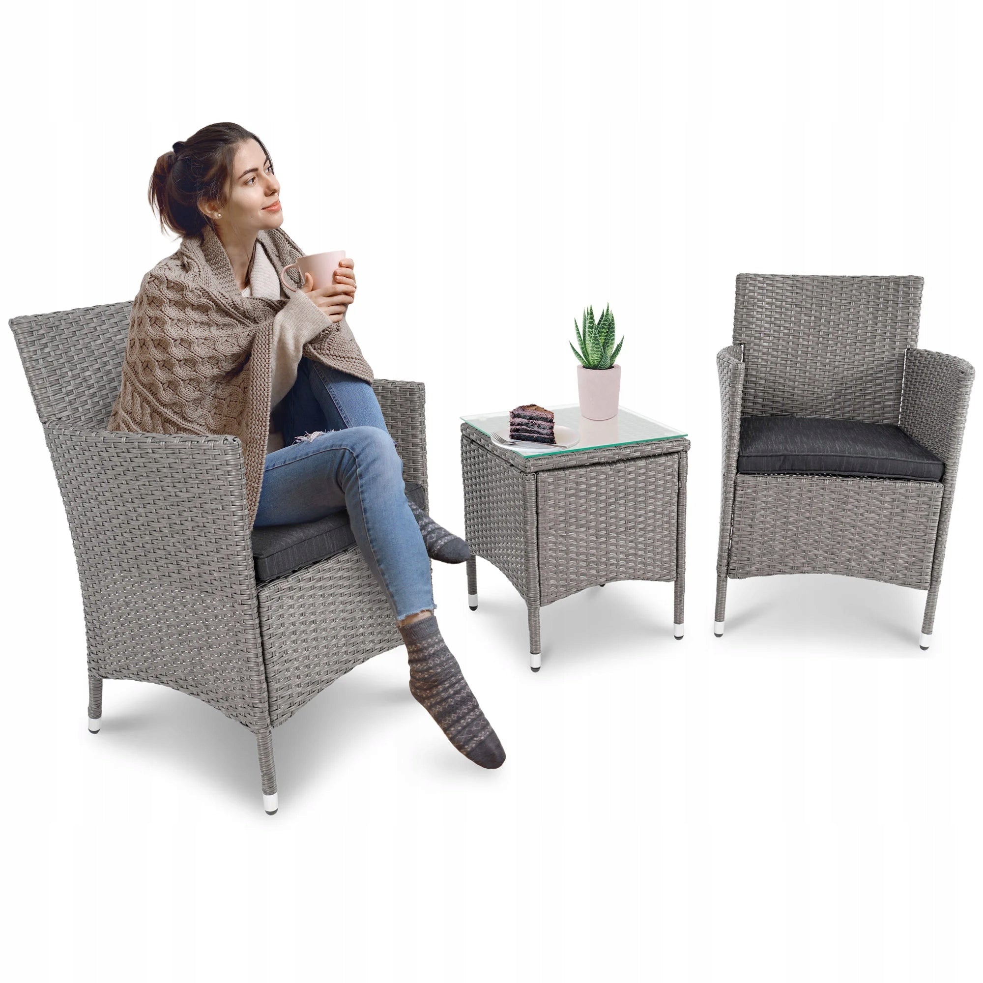 Garden Furniture di volio Siena Set for Balcony Terrace Technorattan 2 People
