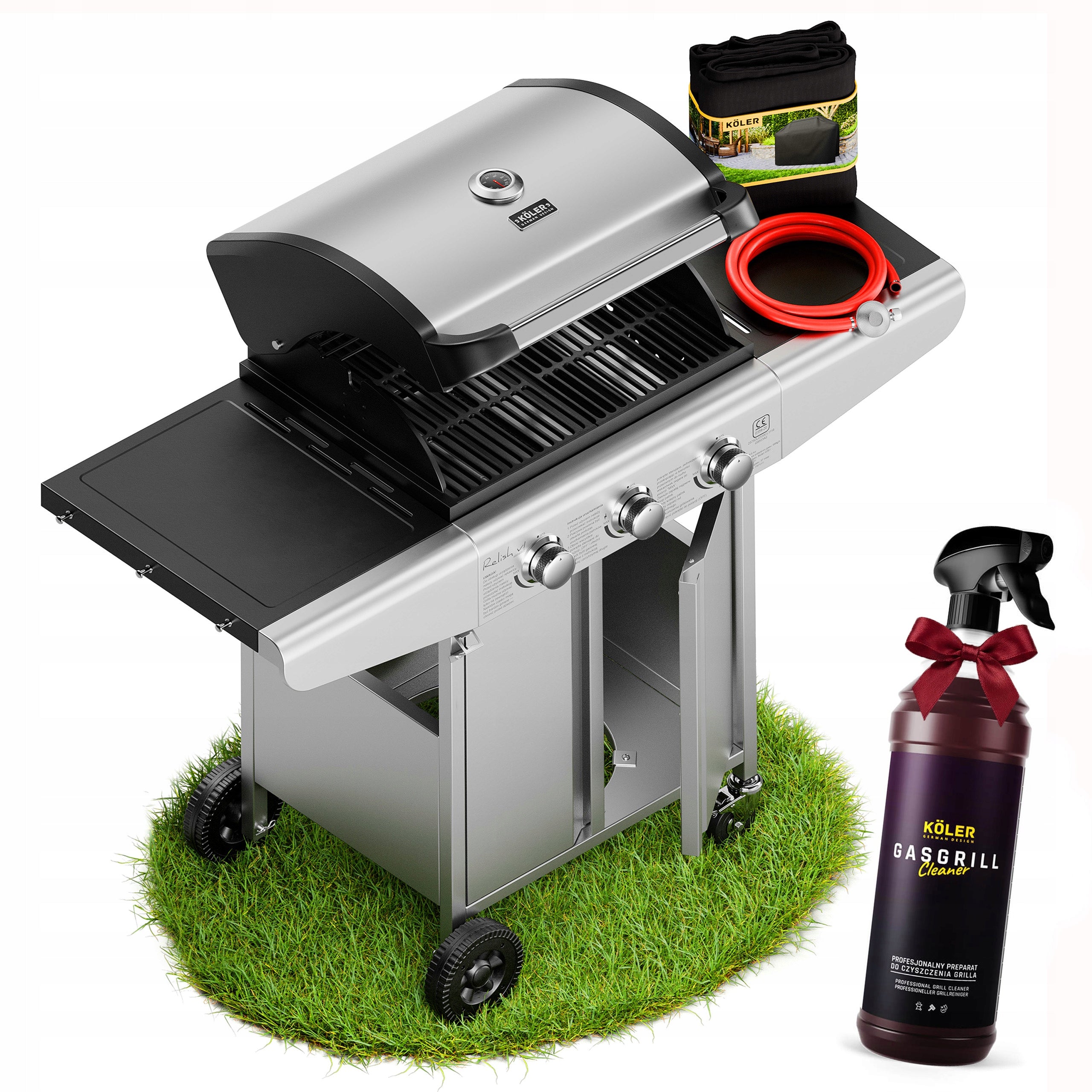 Garden GAS GRILL Relish V1 Compact STAINLESS CAST IRON + Liquid Cleaner